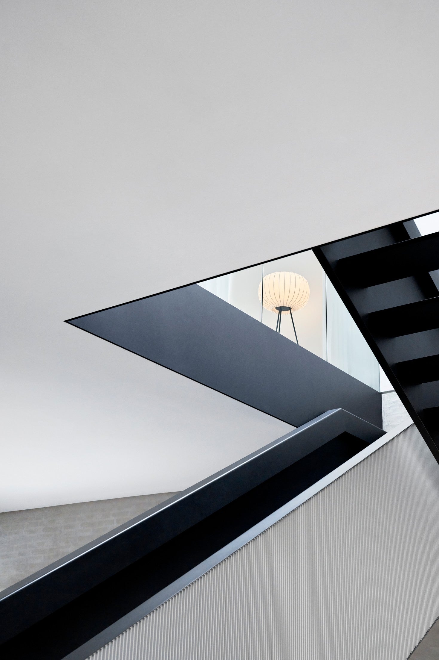 Floor lamp 581 with paper shade and dark metal base