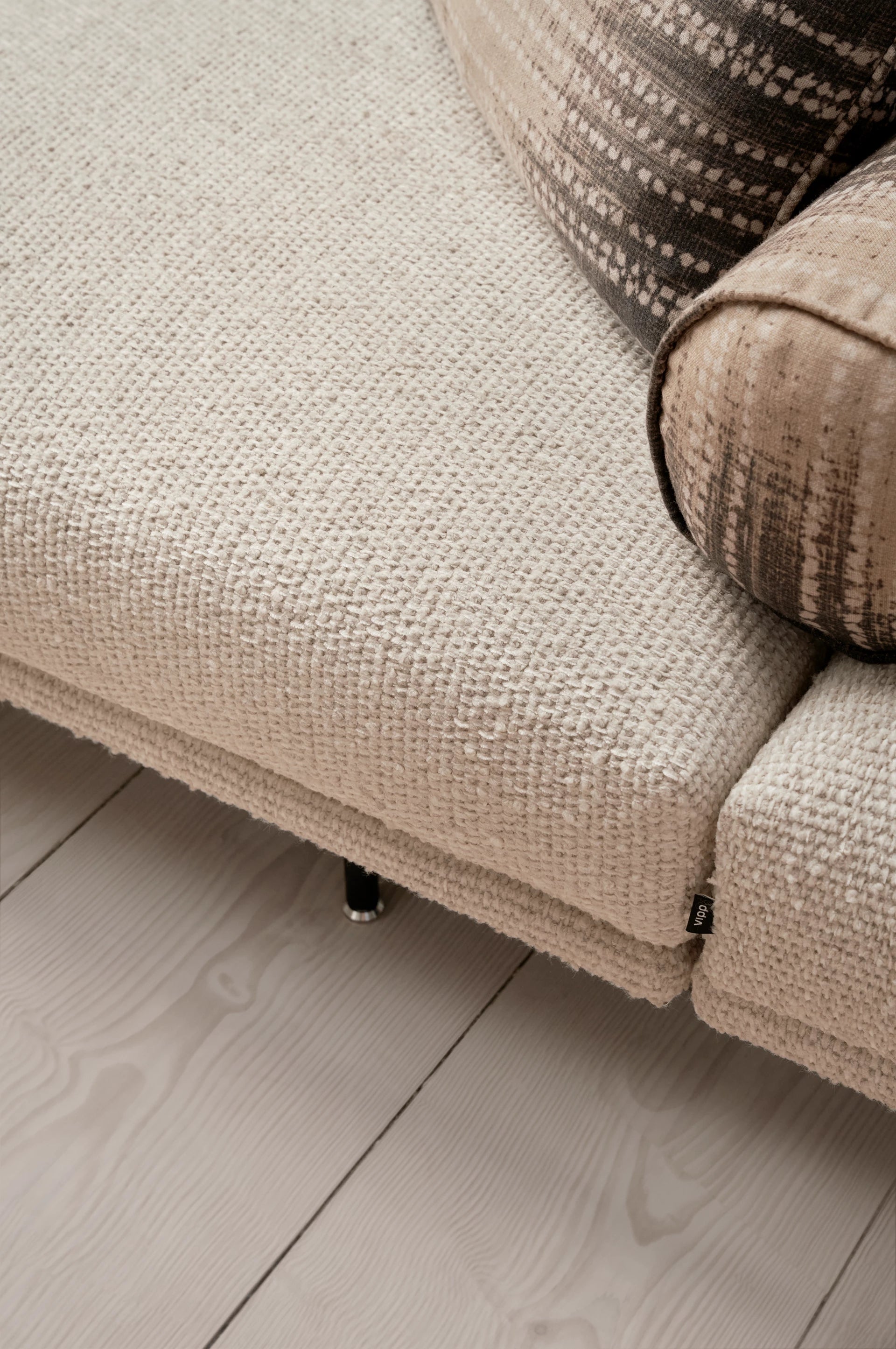 Sofa 3-Sitzer LOFT graue Brook-Stoff mit schwarzem Gestell