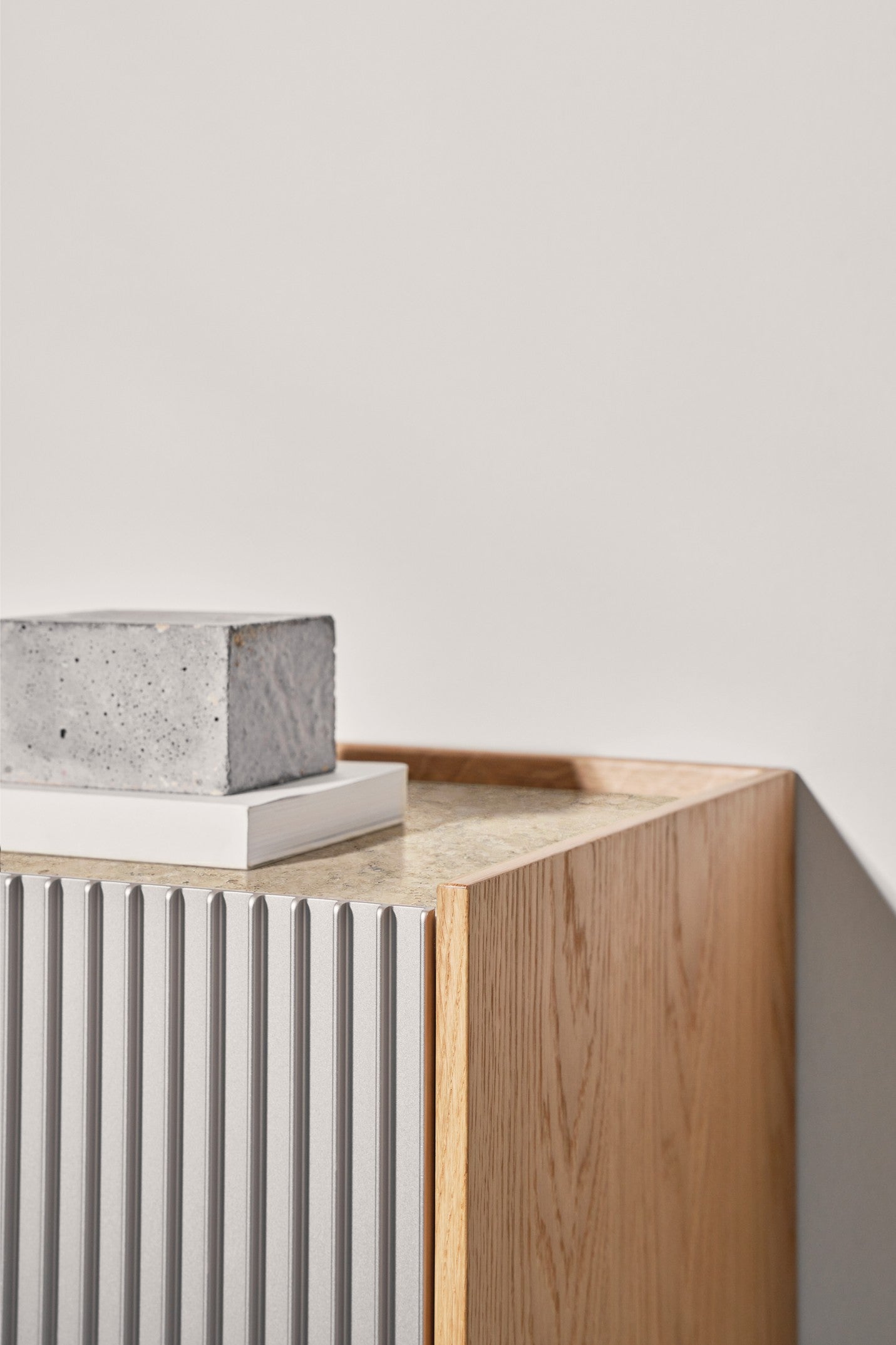 H2 Oak Veneer Cabinet with Gray Marble Top