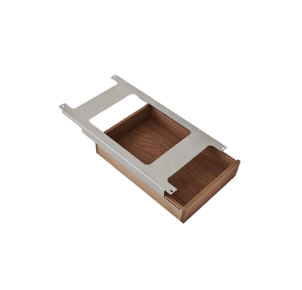 STUDIO Desk with Camel Leather Top, Oak Frame, and Aluminum Base