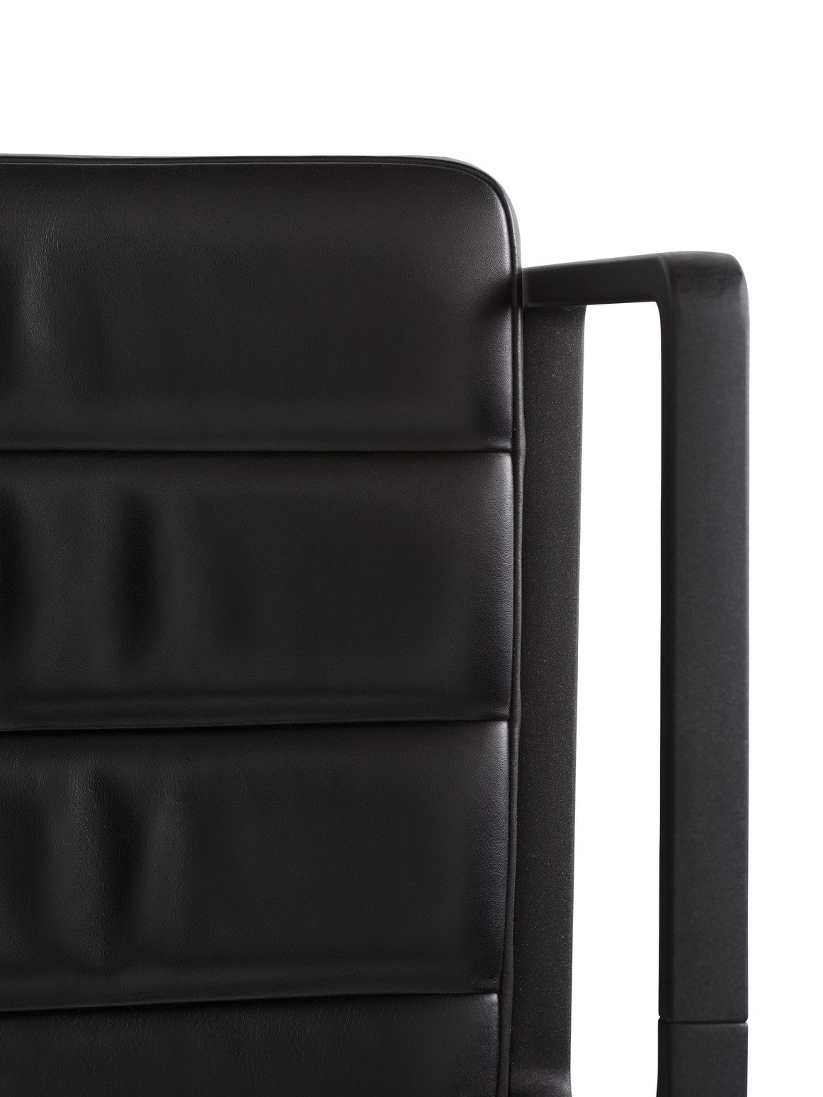 Chair 451 black leather with black metal base