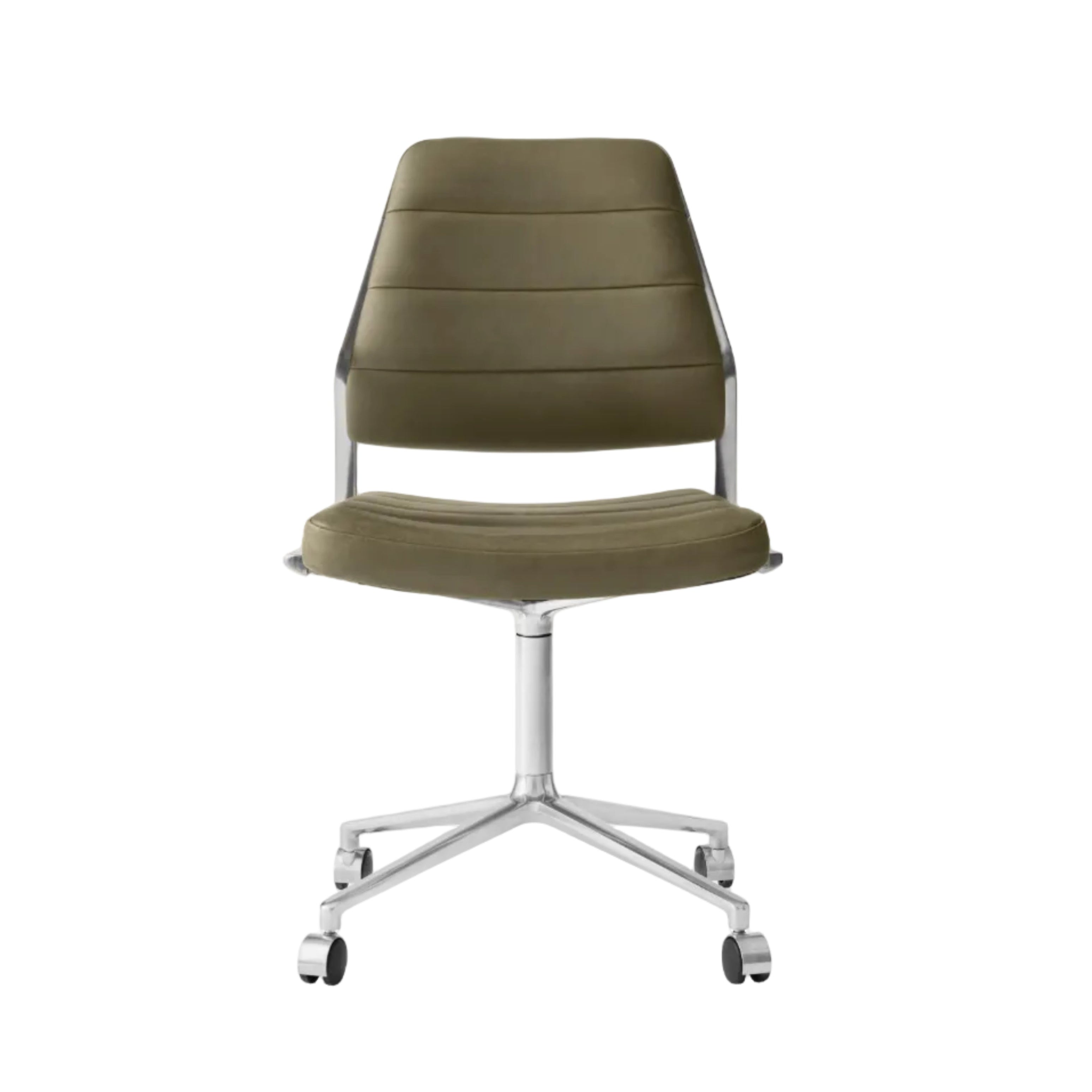 Bürostuhl 454 in grünem Leder mit Metallbasis