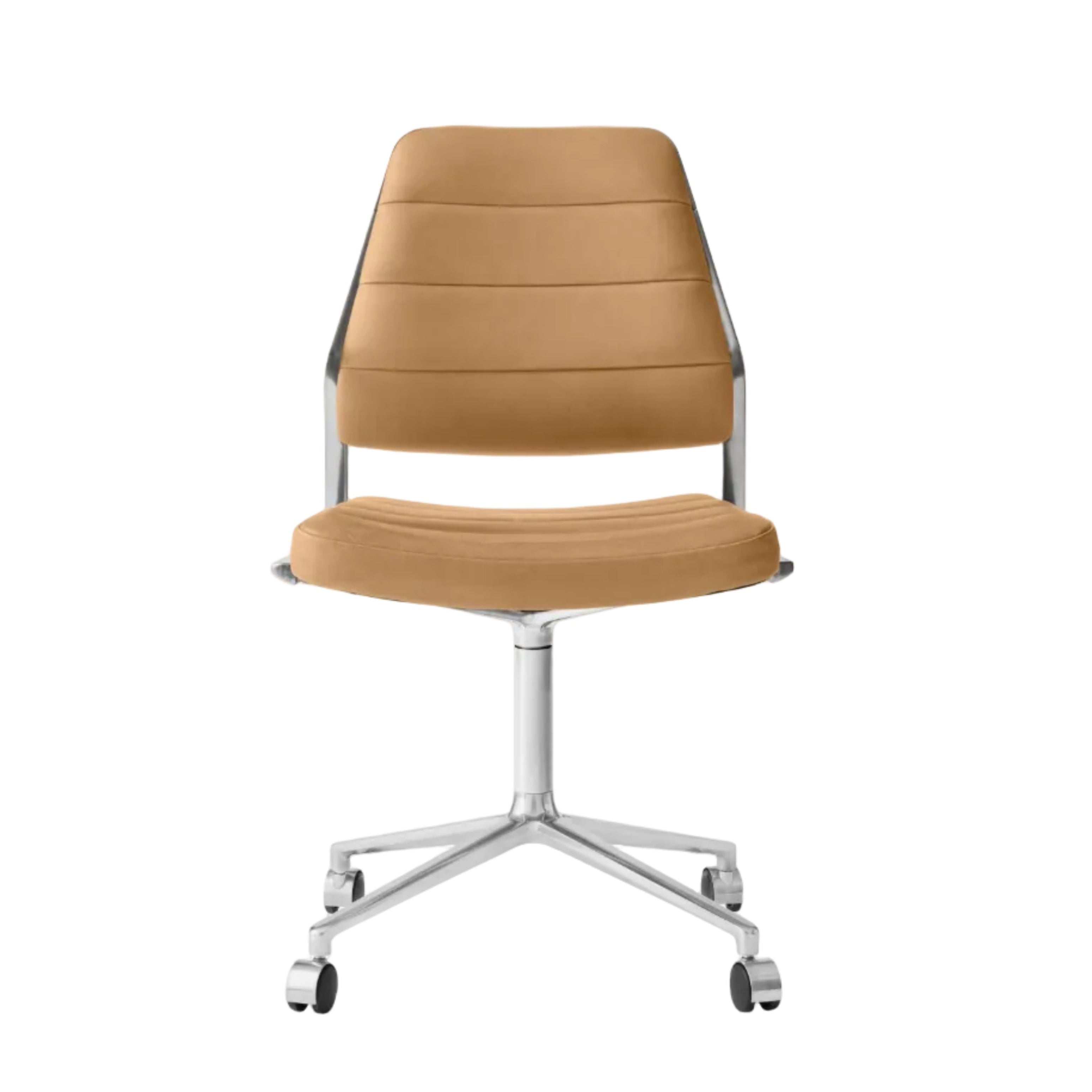 Bürostuhl 454 in Karamellleder mit Metallbasis