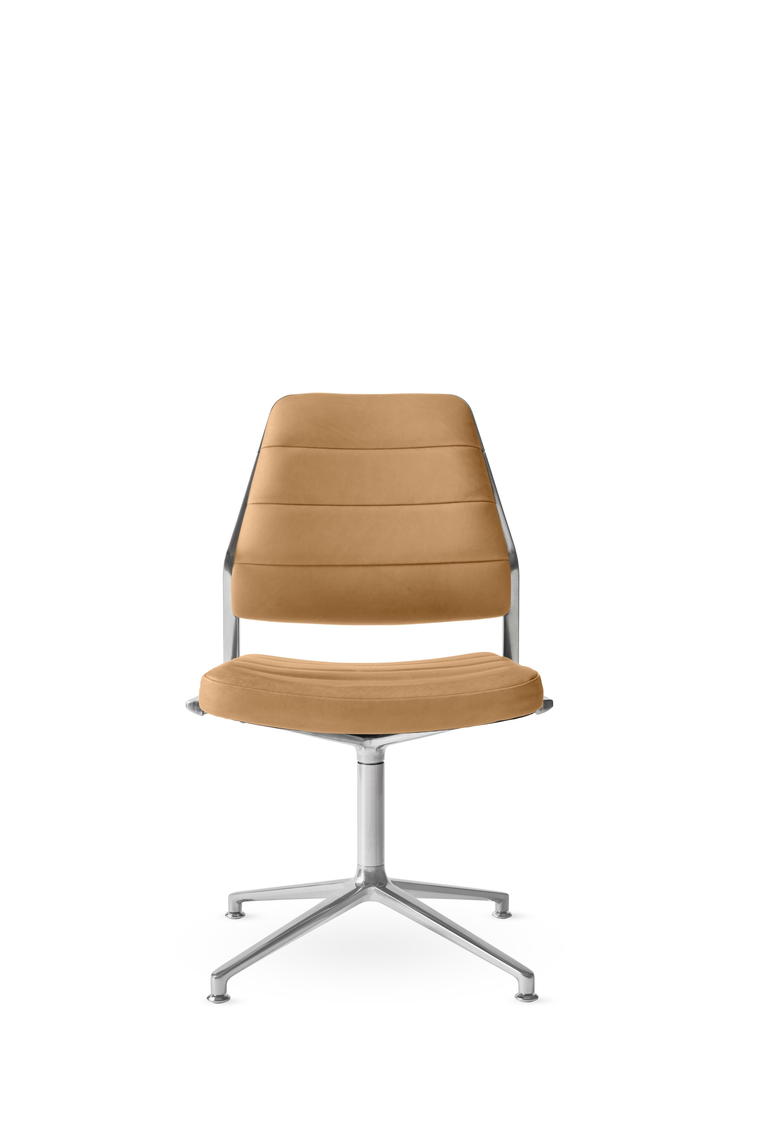 Bürostuhl 454 in Karamellleder mit Metallbasis