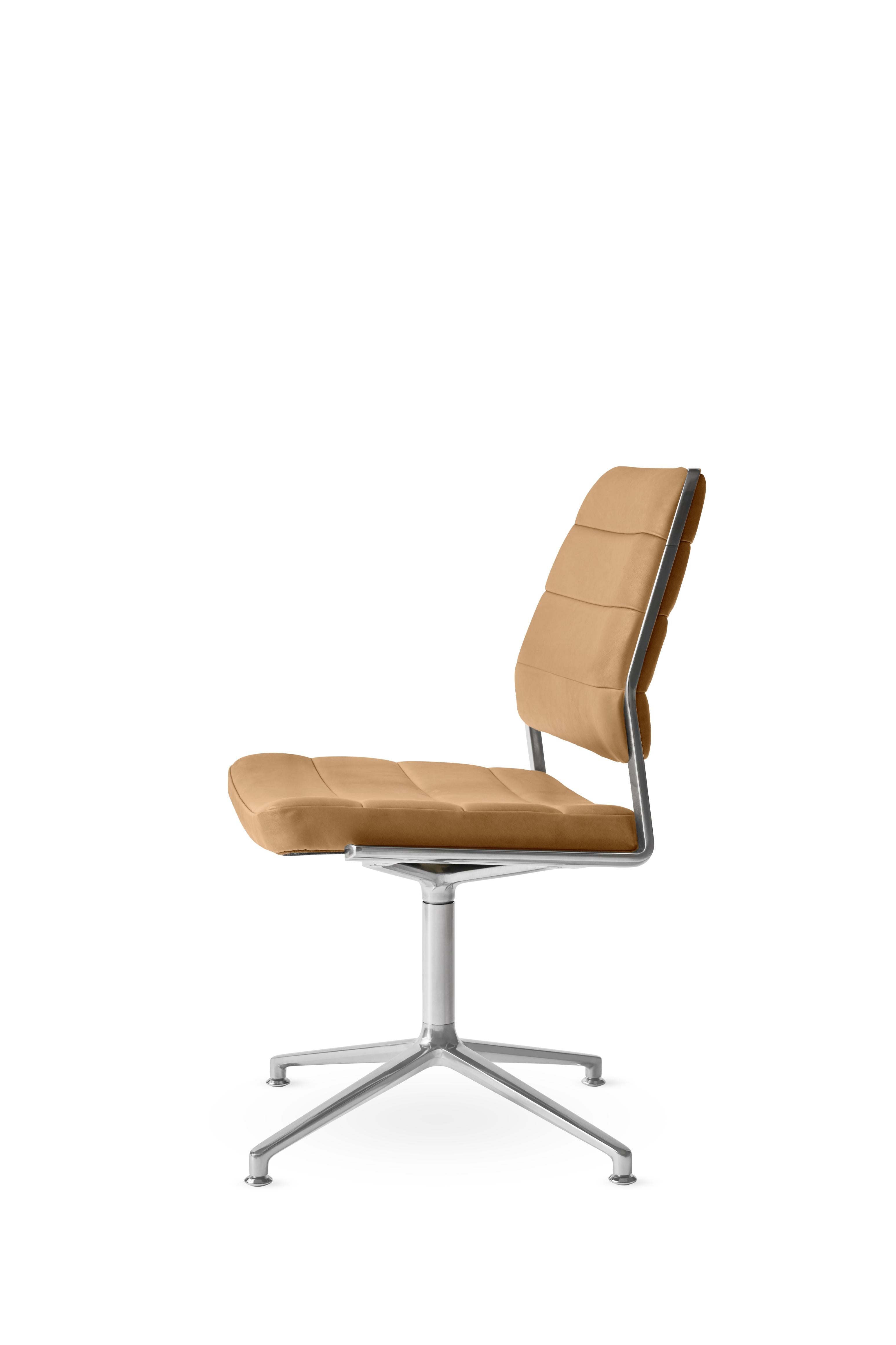 Bürostuhl 454 in Karamellleder mit Metallbasis