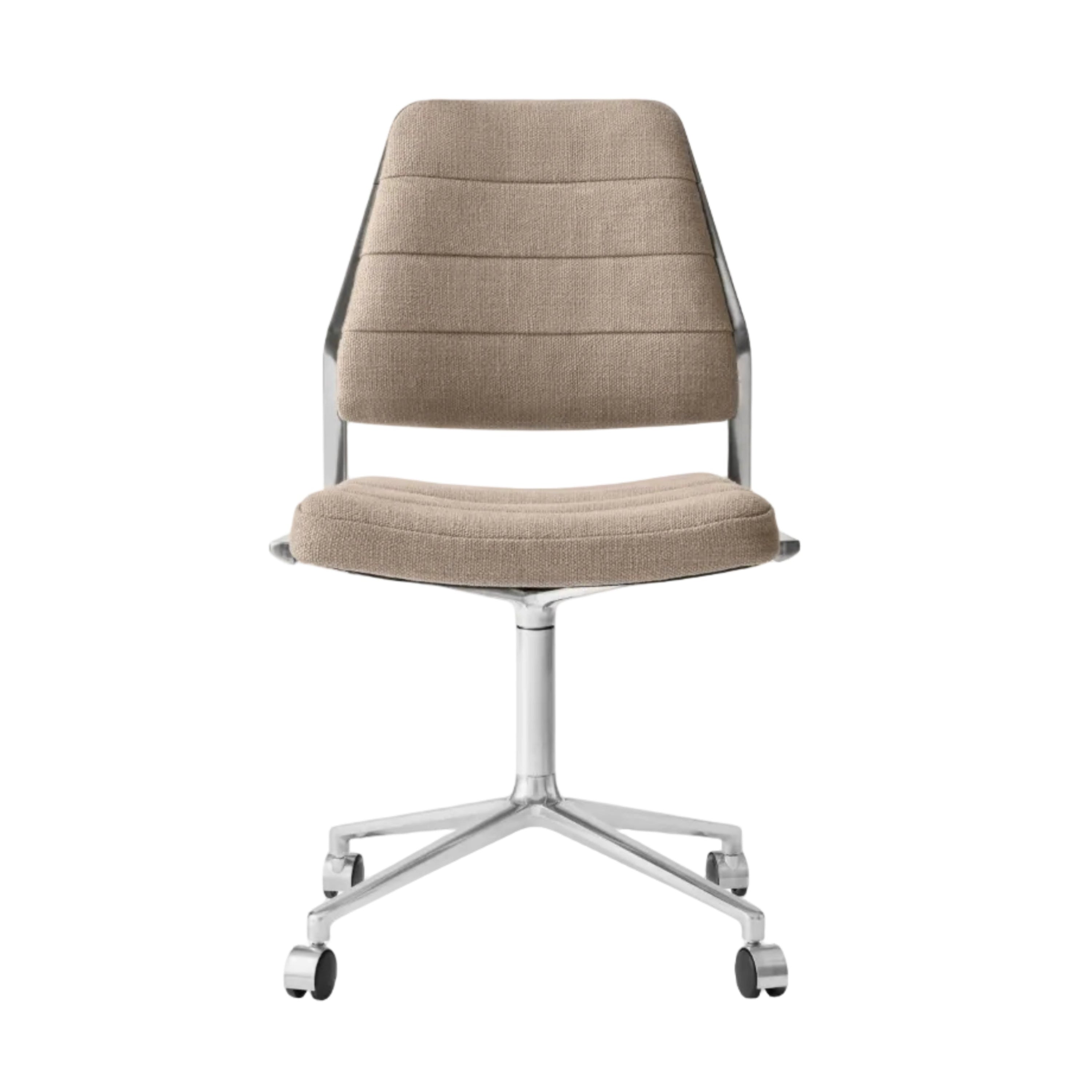Bürostuhl 454 mit sandfarbener Polsterung und Metallbasis
