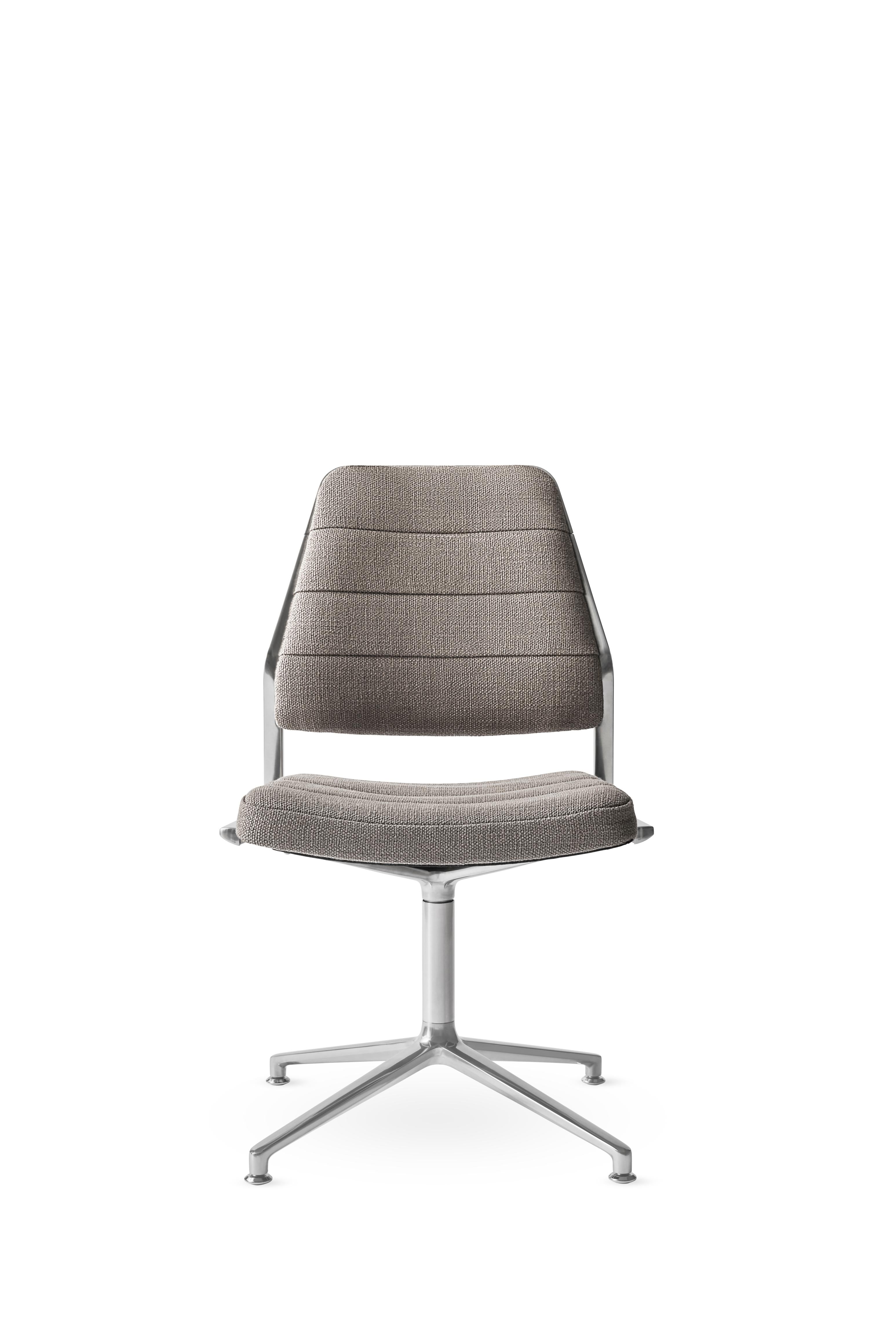 Bürostuhl 454 mit grauem Stoffbezug und Metallbasis