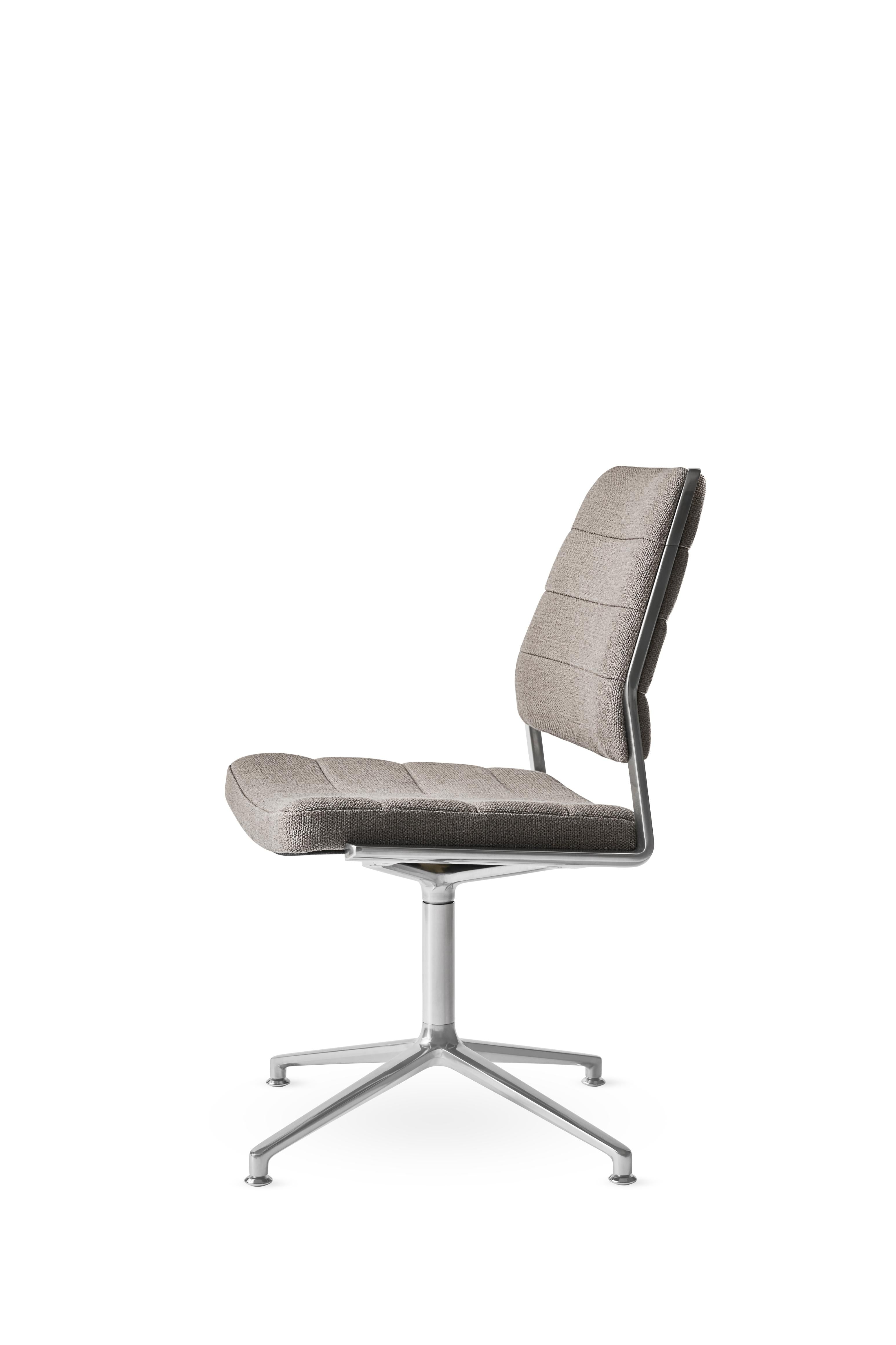 Bürostuhl 454 mit grauem Stoffbezug und Metallbasis