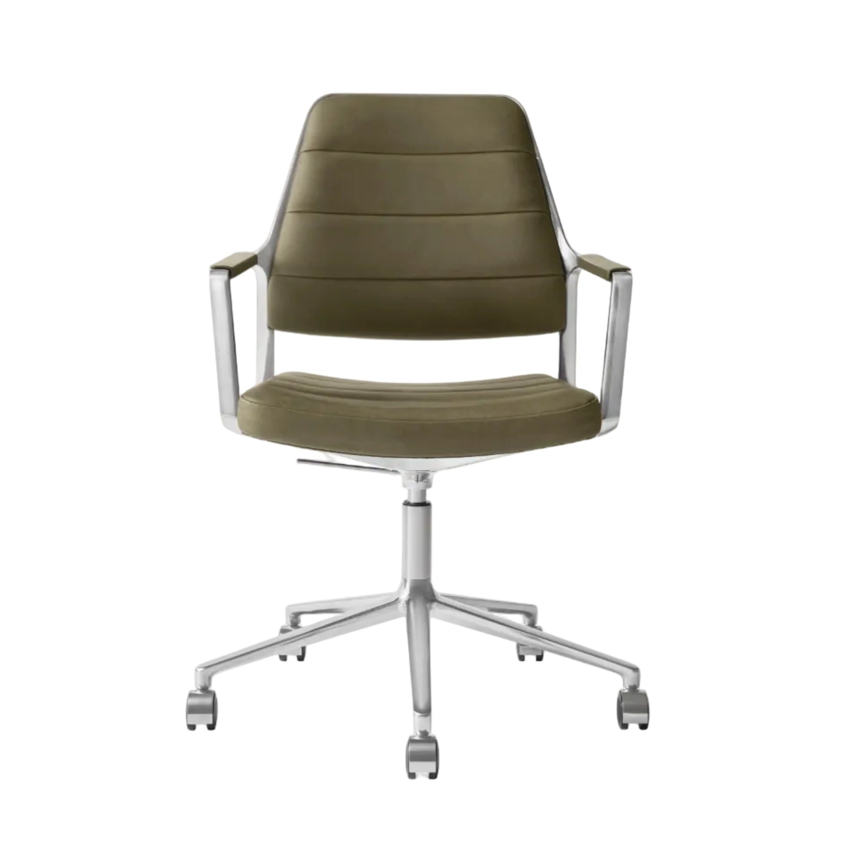 Bürostuhl 455+ mit grünem Leder und Metallbasis