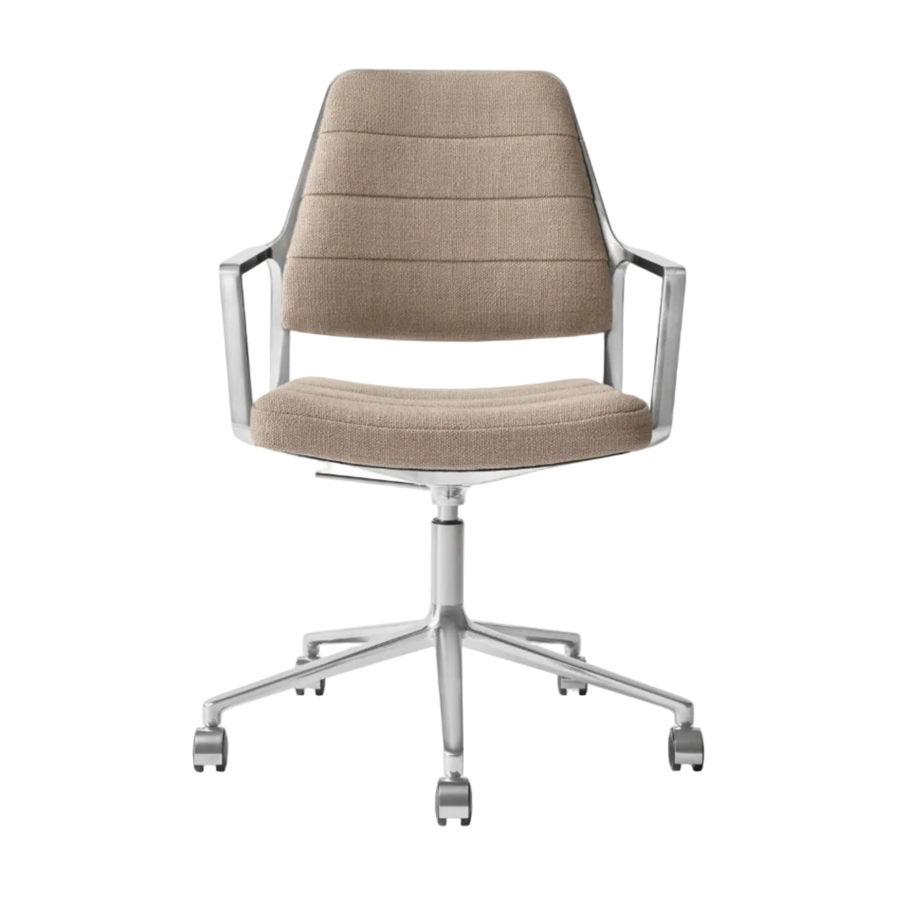 Bürostuhl 455+ mit sandfarbener Polsterung und Metallbasis