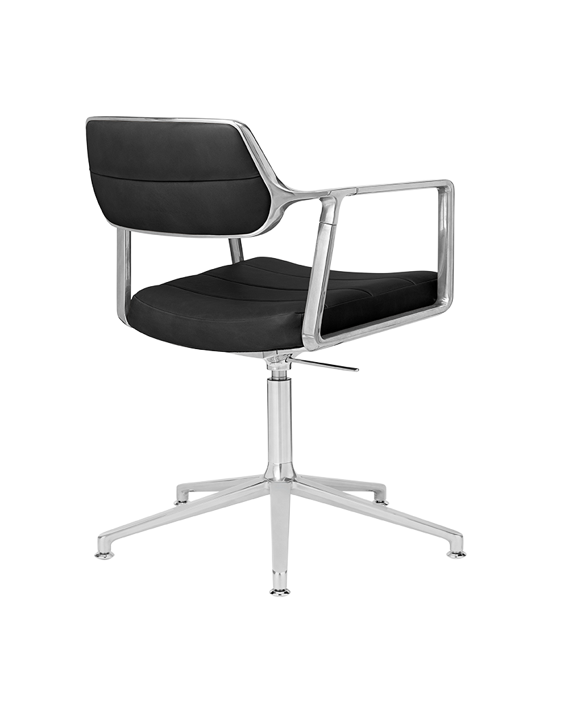 Office chair 453+ black leather with metal base
