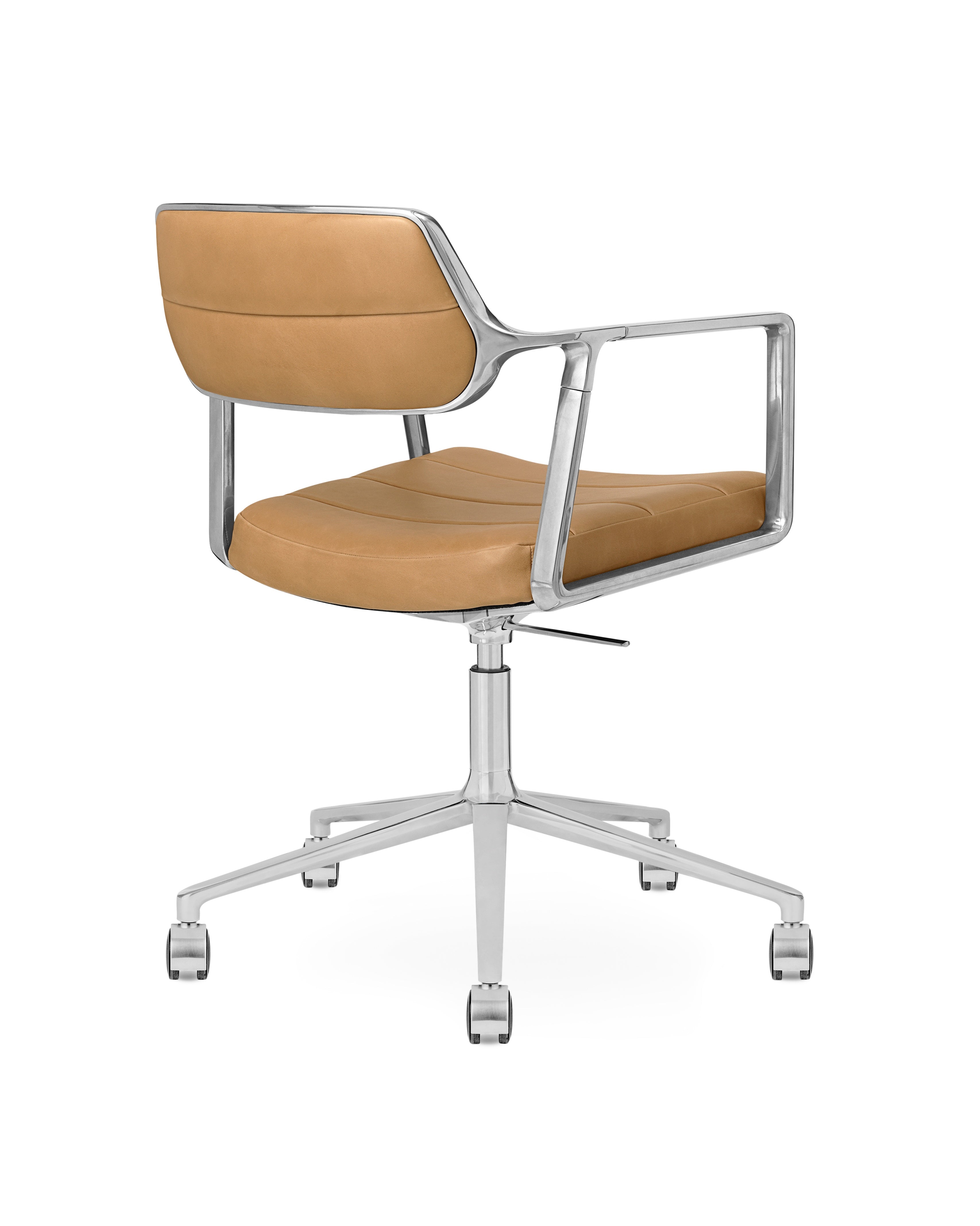 Bürostuhl 453+ karamellfarbene Leder mit Metallbasis