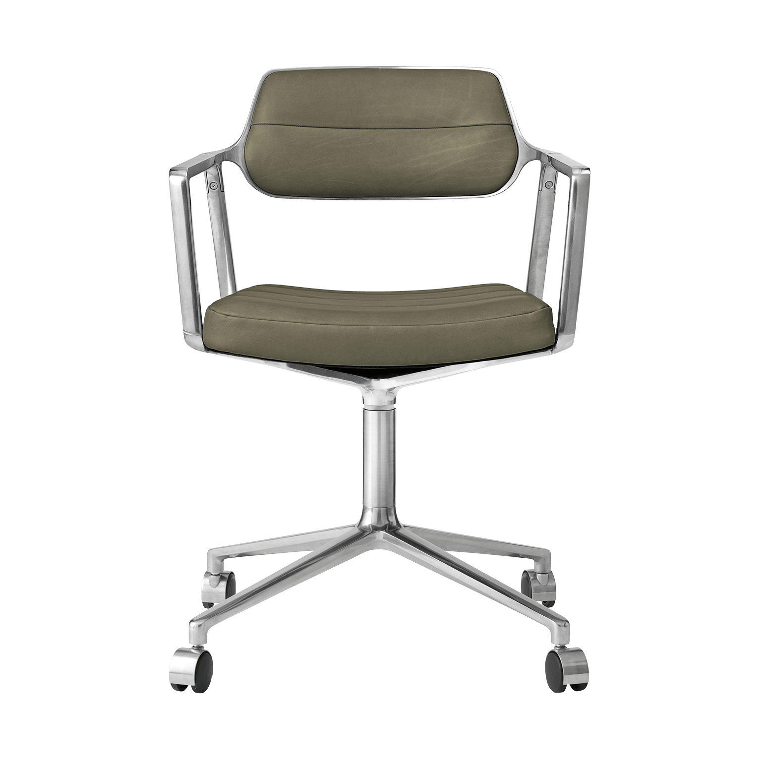 Office chair 453 green leather with metal base