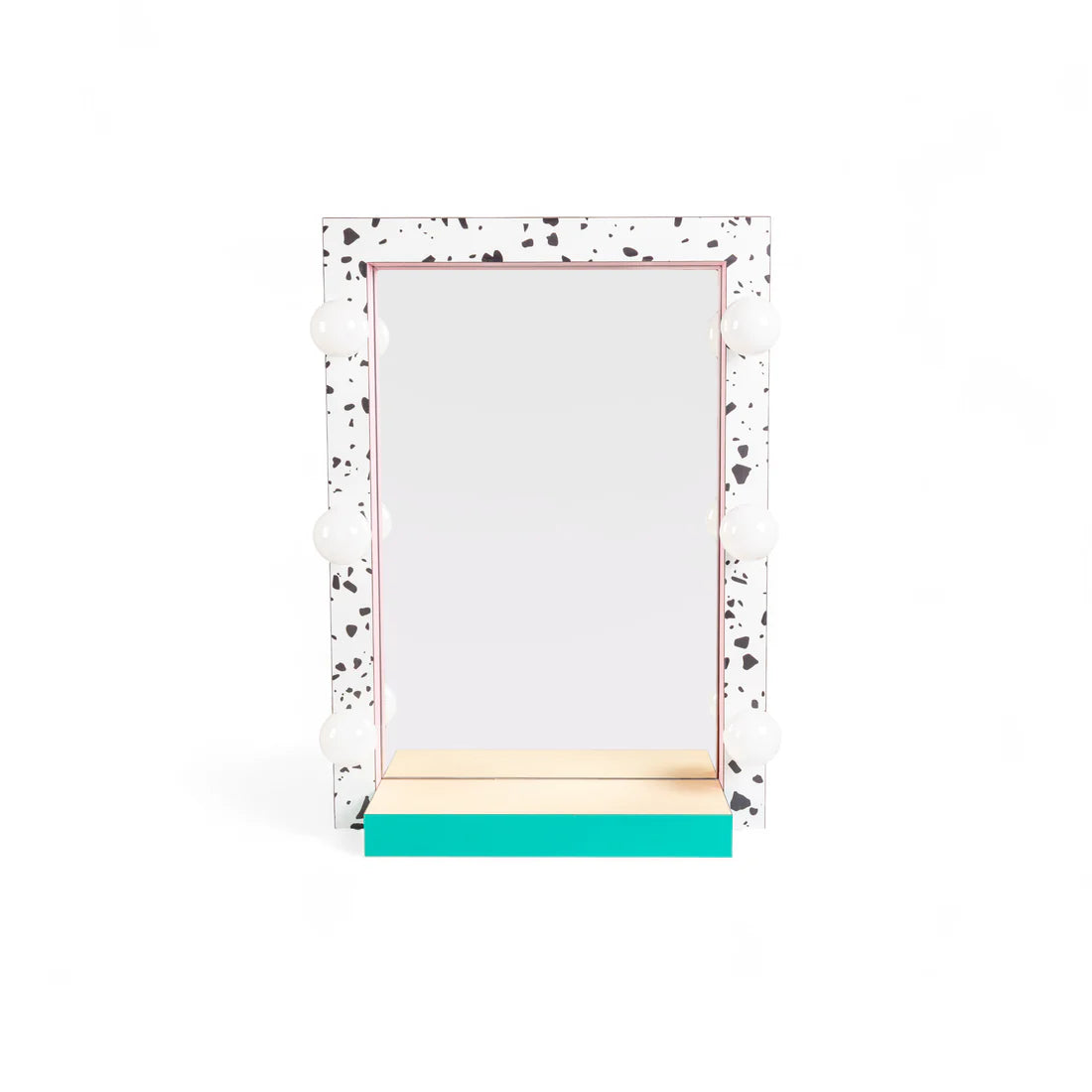 Lustro SUPERMIRROR TERRAZZO weiß mit Rosa und Türkis