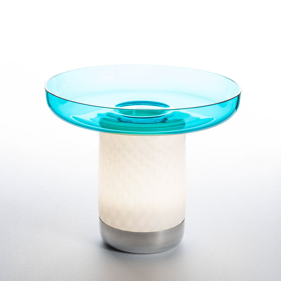 Portable Lamp BONTA PLATE white with turquoise