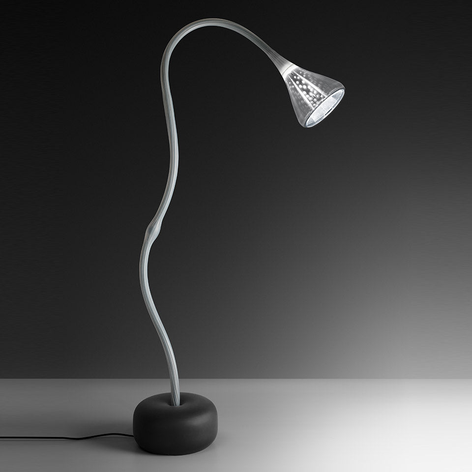 White PIPE Floor Lamp with Black Base