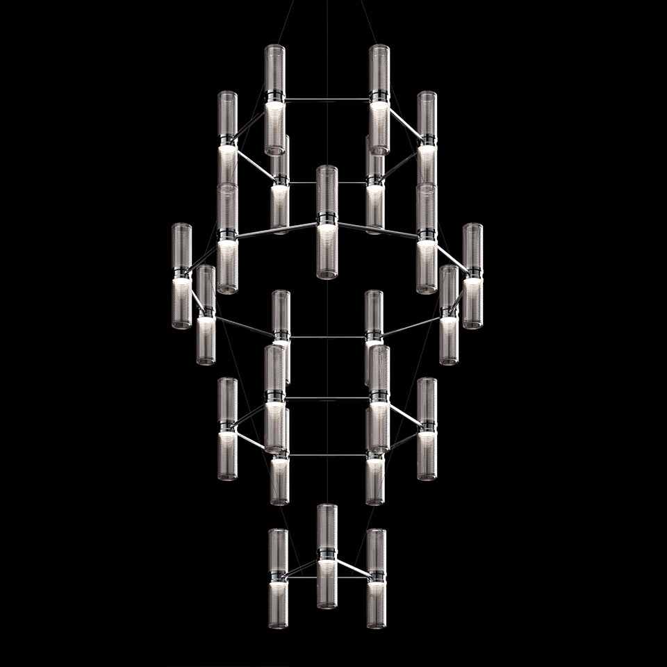 Transparent ZEPHYR chandelier with black finish