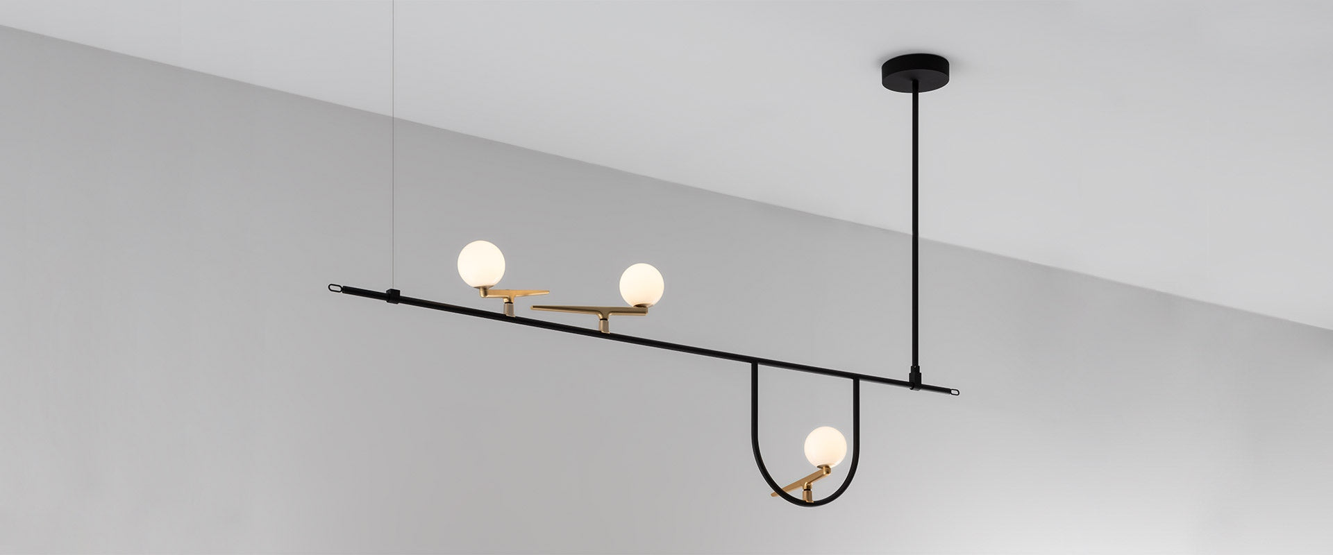 YANZI 1 Pendant Lamp Black with Gold