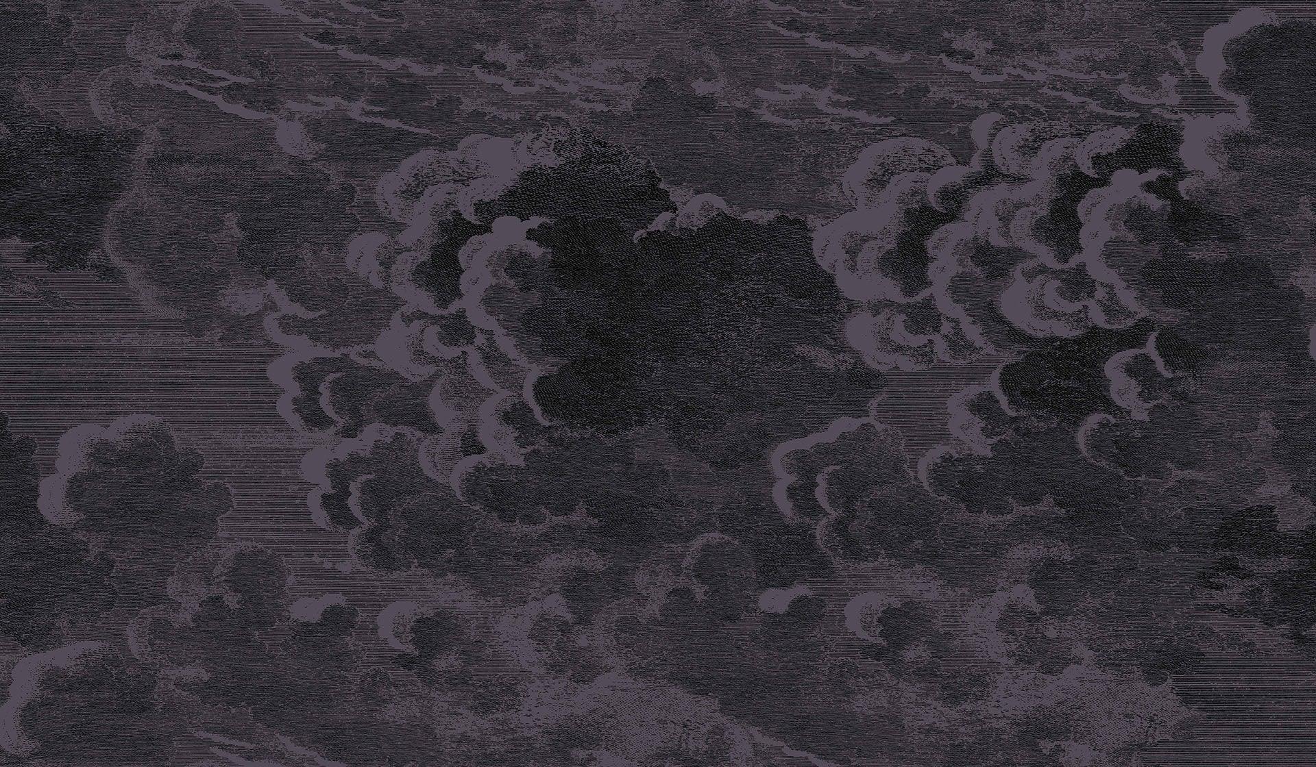 Wallpaper set with a landscape of sky and clouds FORNASETTI - Nuvolette navy blue