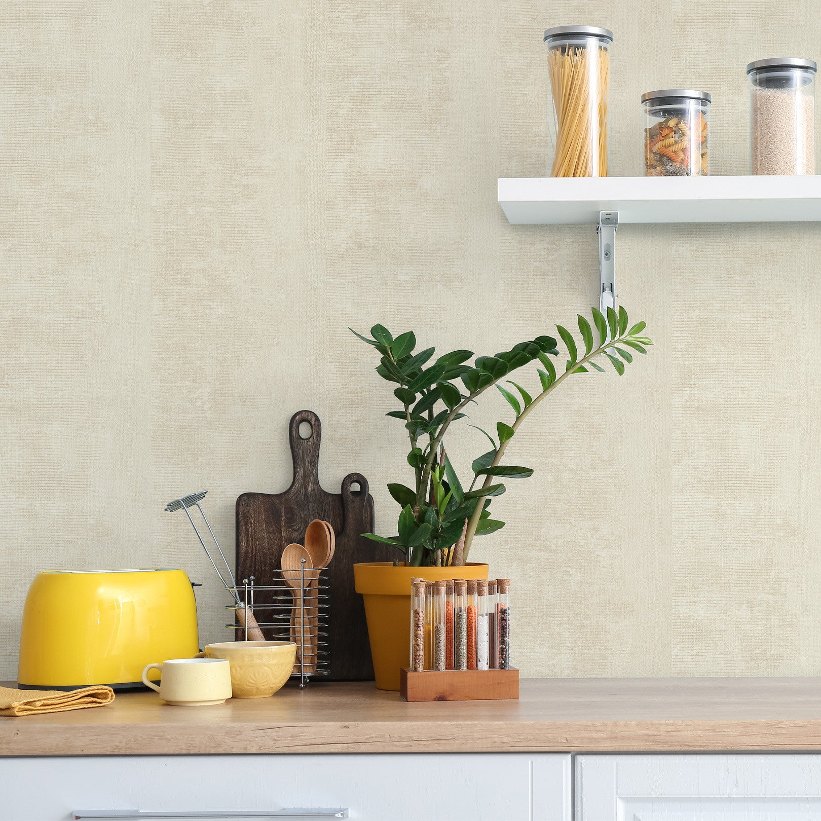 Strukturtapete mit Patina-Effekt ZUMAIA - IVOIRE Elfenbein