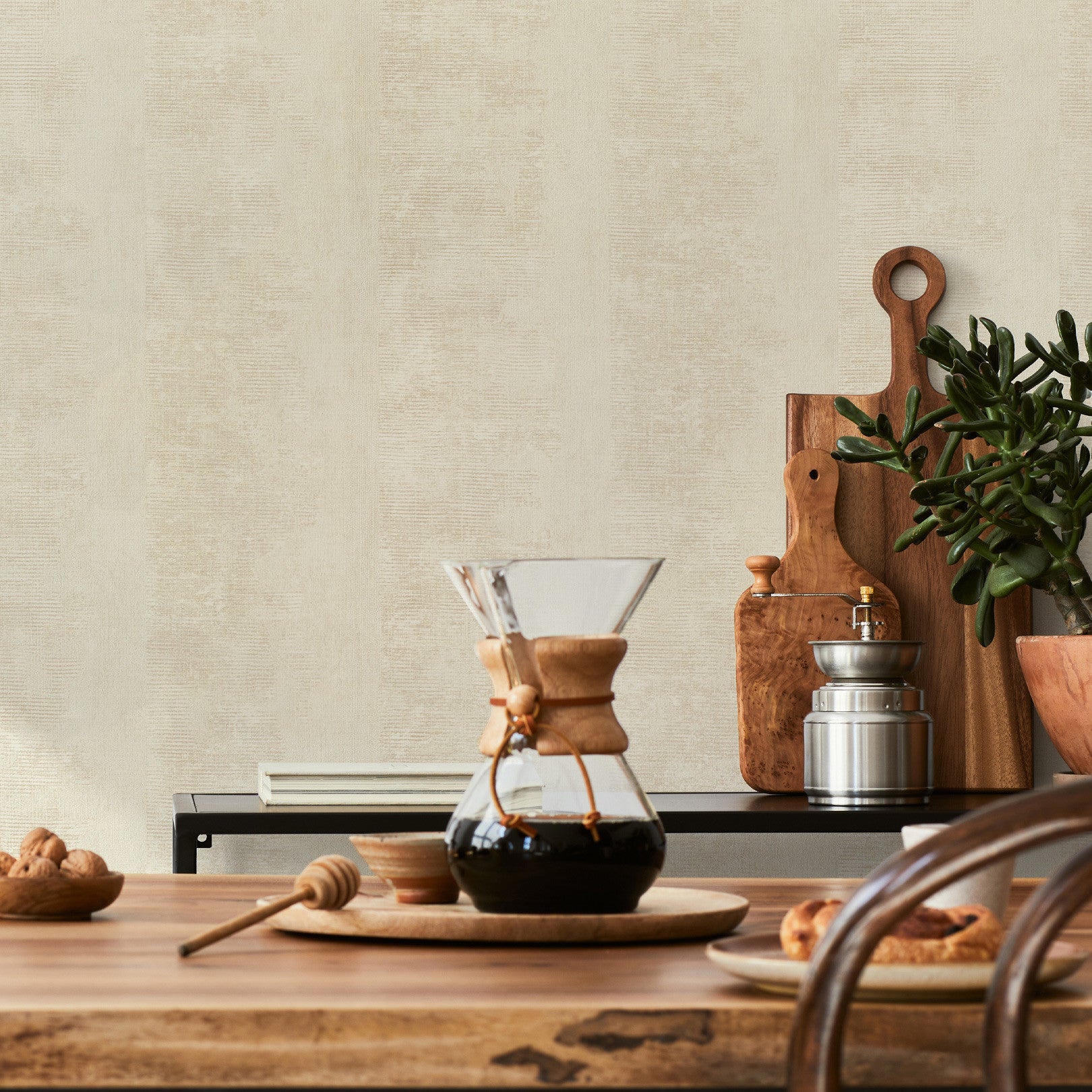 Strukturtapete mit Patina-Effekt ZUMAIA - IVOIRE Elfenbein