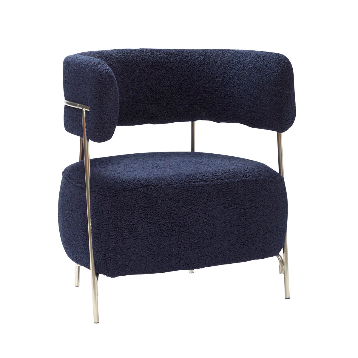 Then it is a unique armchair that catches your attention with a modern form. It was made of black metal structure. In order to get maximum comfort, the back and seat is filled with polyurethane foam. They were covered with polyester, which is pleasant to the touch. Dark blue material will add elegance to any room. In addition, it will introduce a note of severity, which will like especially with interiors with Scandinavian and minimalist decor.