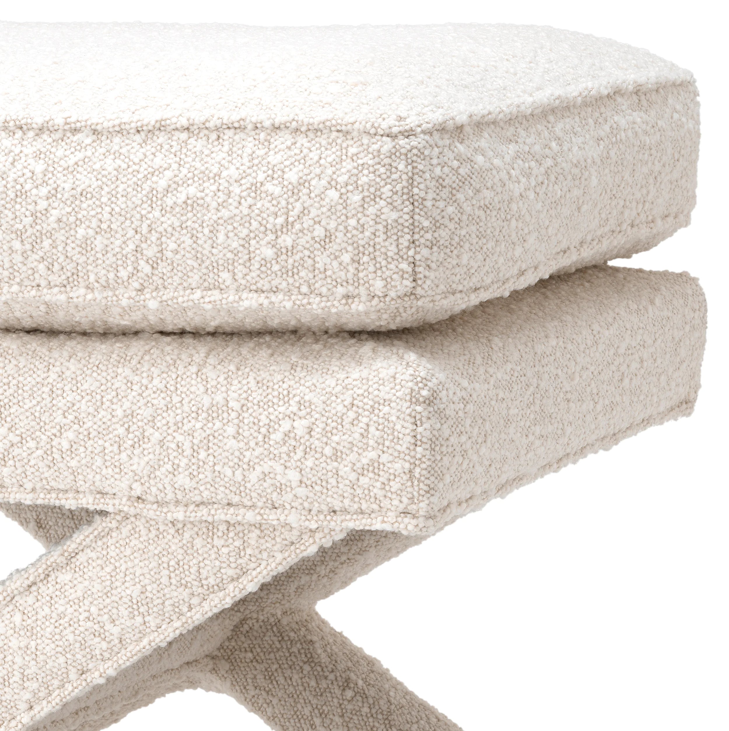 Stołek w tkaninie boucle CORDOBA kremowy – taboret