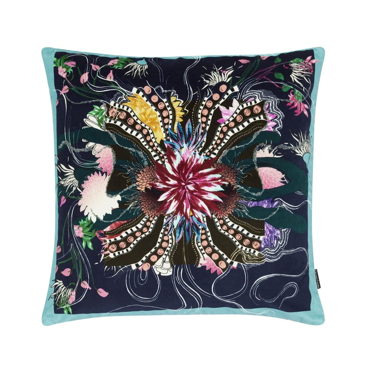 Two-sided pillow OCEAN BLOOMS RUISSEAU cotton satin