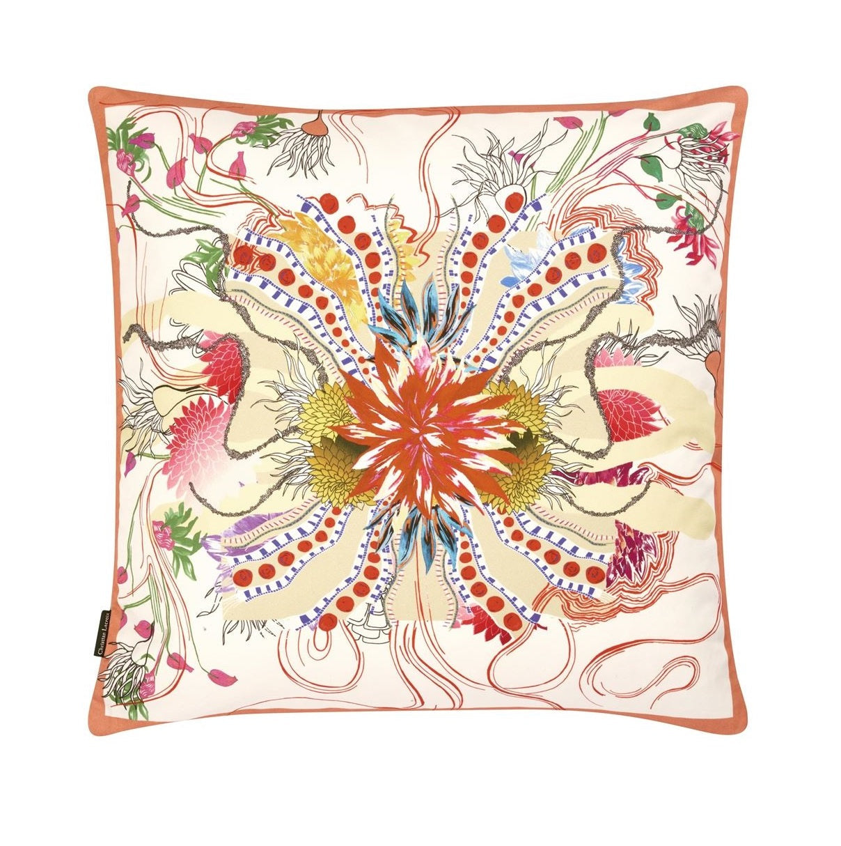 Two-sided pillow OCEAN BLOOMS RUISSEAU cotton satin