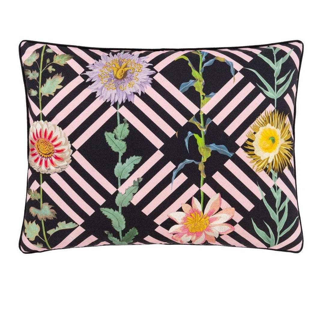 Double-sided pillow FLOWER'S GAME BOURGEON cotton satin