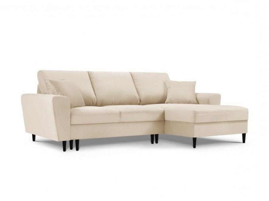Right-hand corner sofa corduroy with sleeping function KYOTO beige