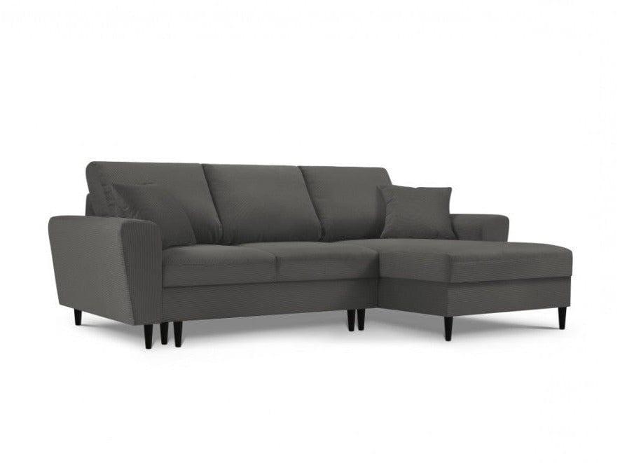Right-hand corner sofa corduroy with sleeping function KYOTO grey