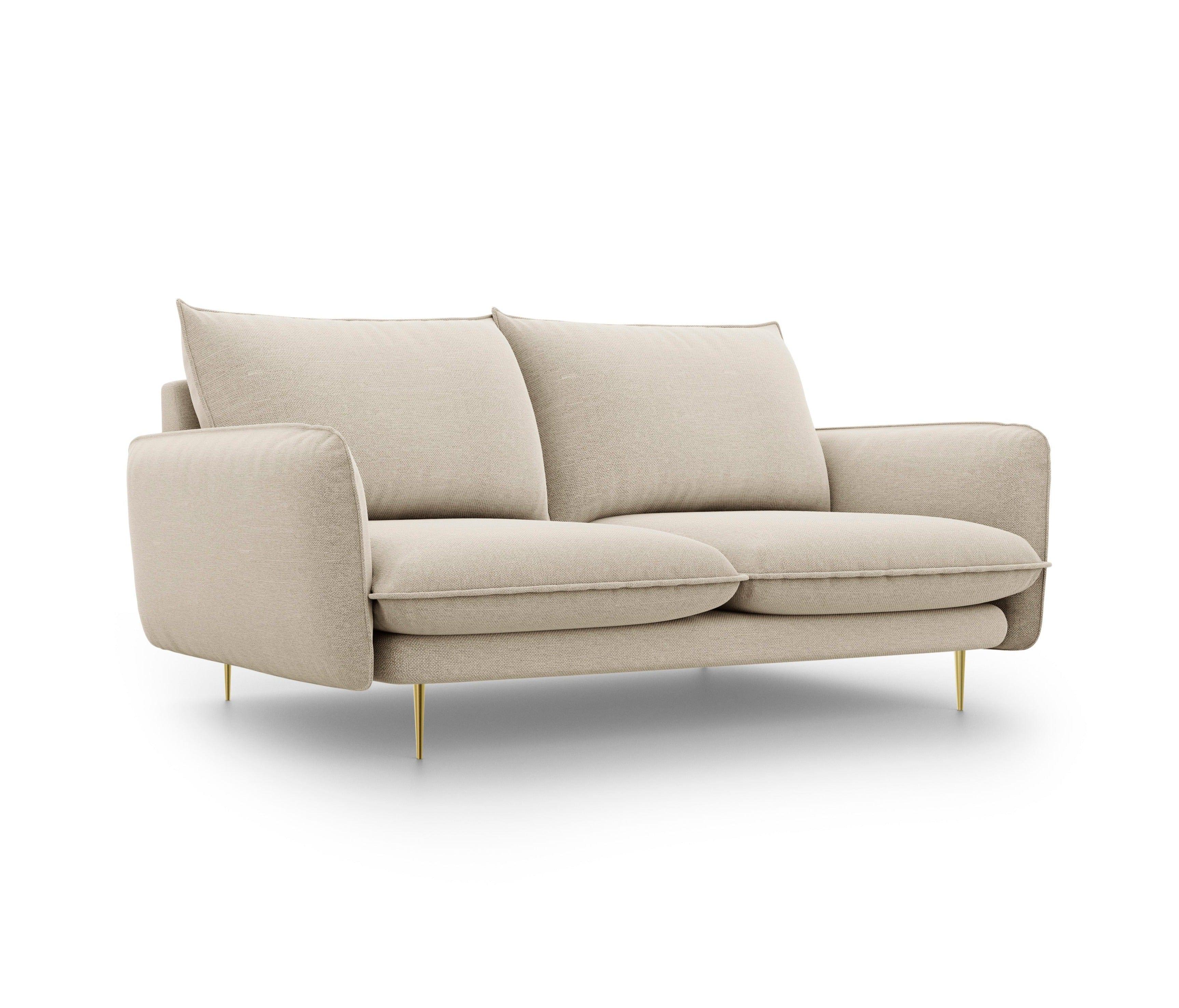 2-seater sofa VIENNA beige with gold base - Eye on Design