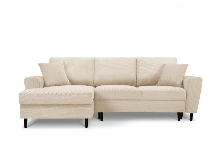 Left-hand corner sofa corduroy with sleeping function KYOTO beige