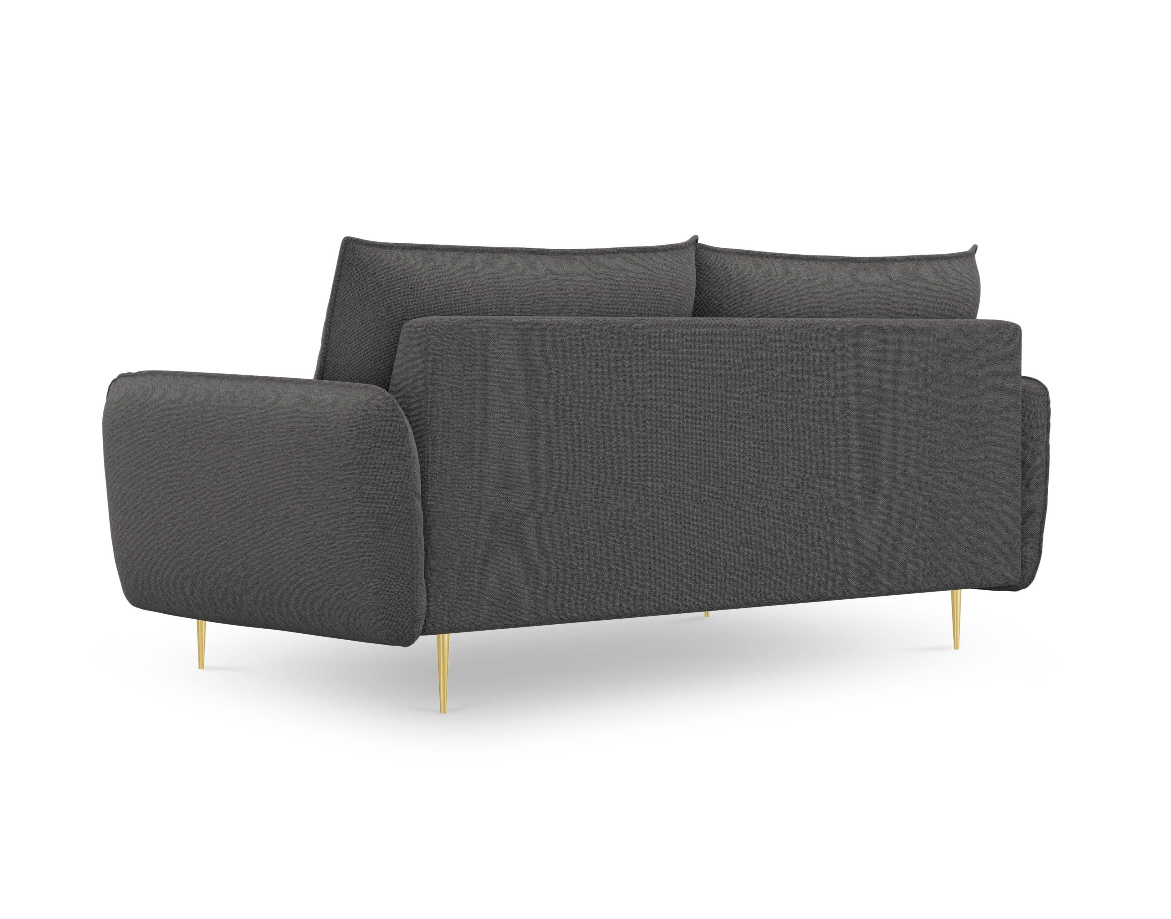 3-seater sofa VIENNA dark grey with gold base - Eye on Design