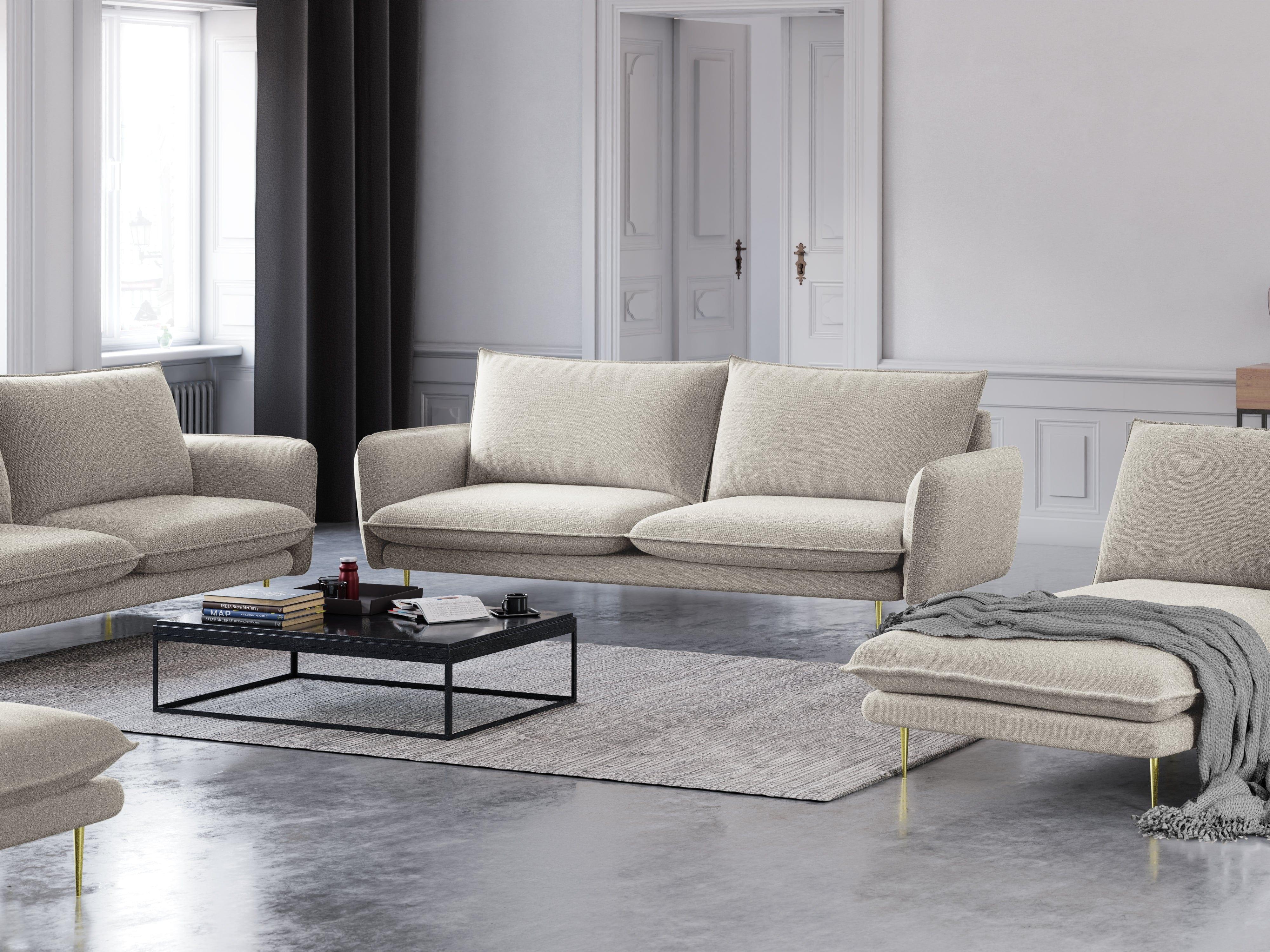 3-seater sofa VIENNA sand with gold base - Eye on Design