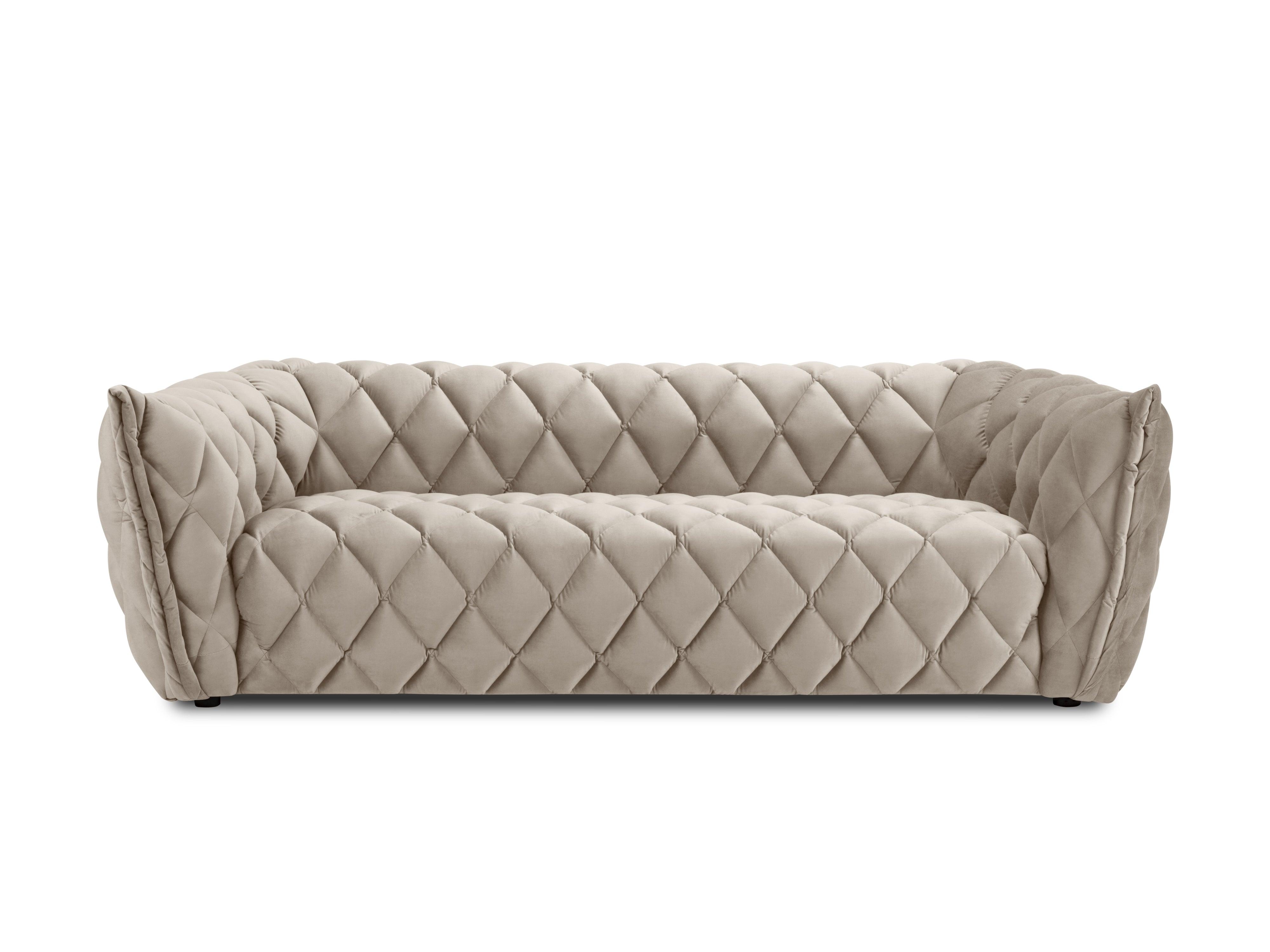 3-seater velvet sofa FLANDRIN beige - Eye on Design