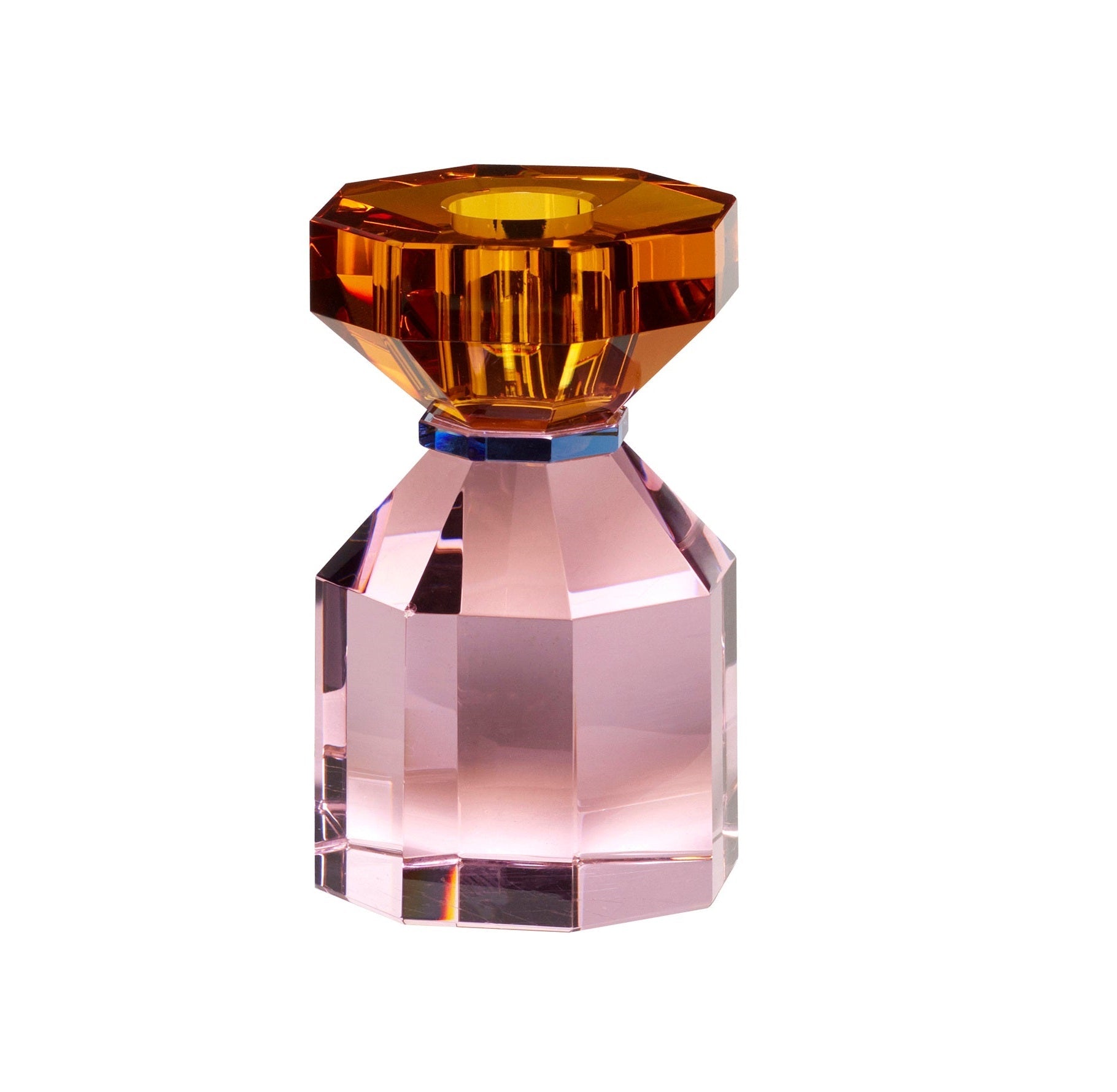 GEM candle holder set in amber with pink base, Hübsch, Eye on Design