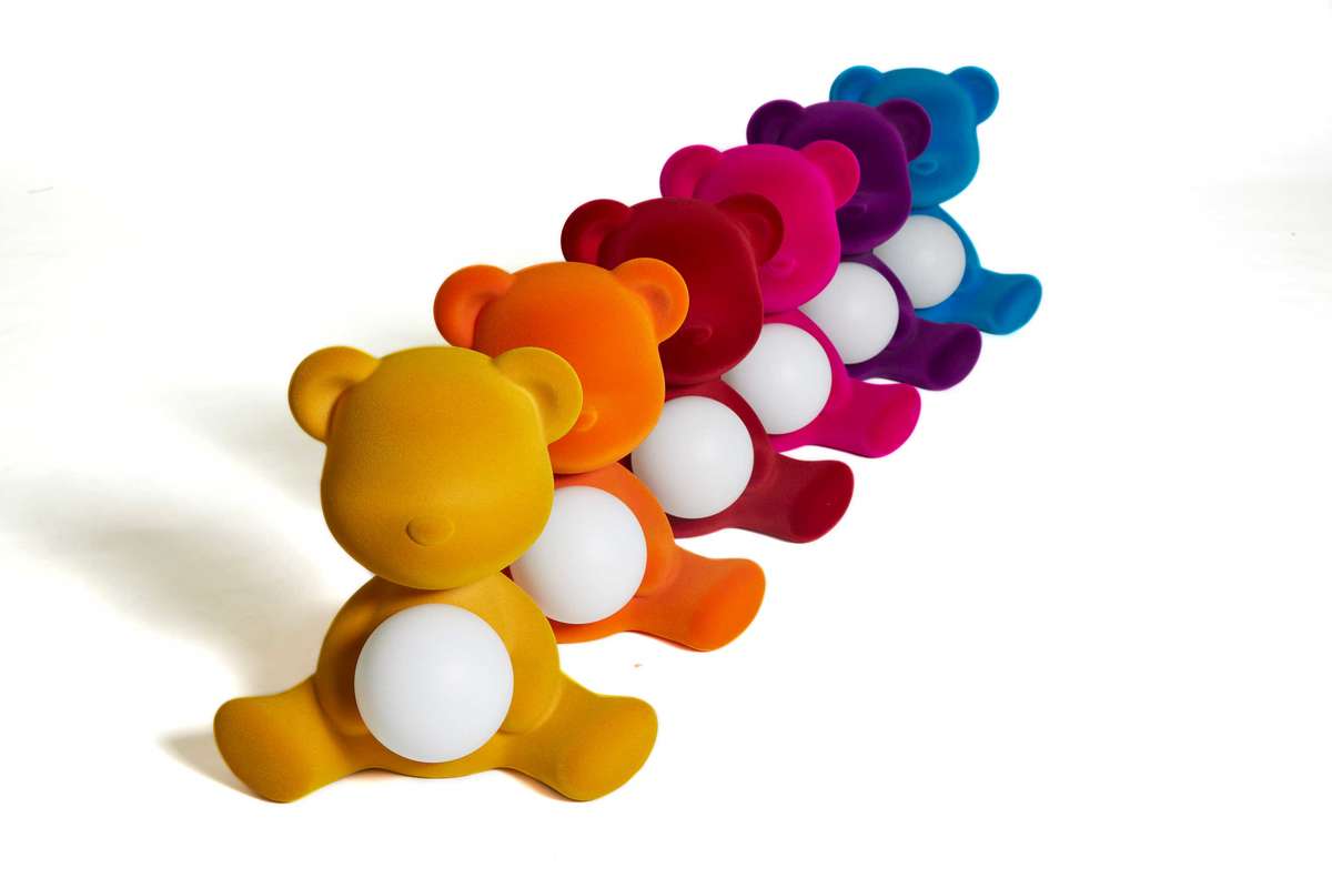 The teddy bear, the emotional object of Par Excellence, was again interpreted by Stefano Giovannoni and became a table lamp. A small icon, delicate and fun at the same time, was designed in two versions, Boy & Girl. Teddy Girl, more shy and delicate, brings out the female soul of the famous stuffed animal, covering a small backlit ball.