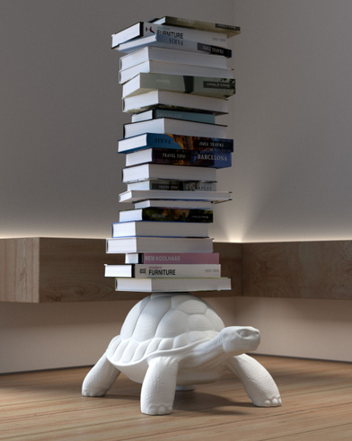 This nice, multifunctional turtle is another unusual Marcantonio project. The durable turtle armor maintains a book stand, which is perfect as an effective addition in a home office, youth room, or in an eclectic bedroom and living room.