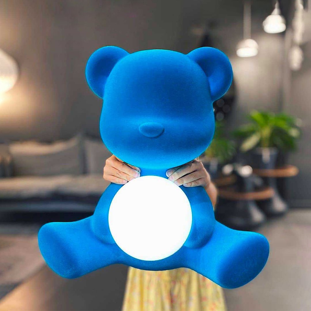 TEDDY GIRL VELVET lamp, blue, QeeBoo, Eye on Design