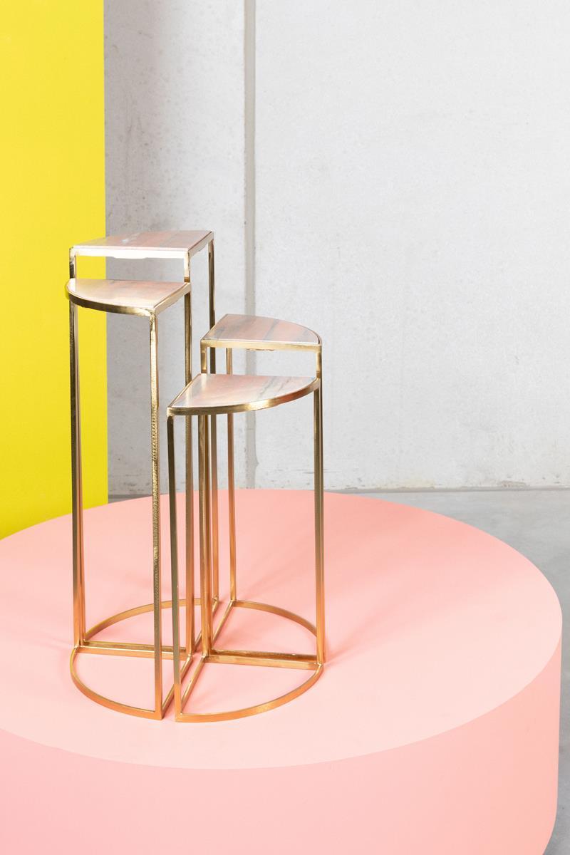 Crystal cup? Yes. Maraschino icing? Yes. A companion to serve cocktails? Yes. Side table Bold Monkey The Perfect Cocktail: Without it, no event will be complete. With pink marble and legs made of brushed brass, this side table meets all the requirements.