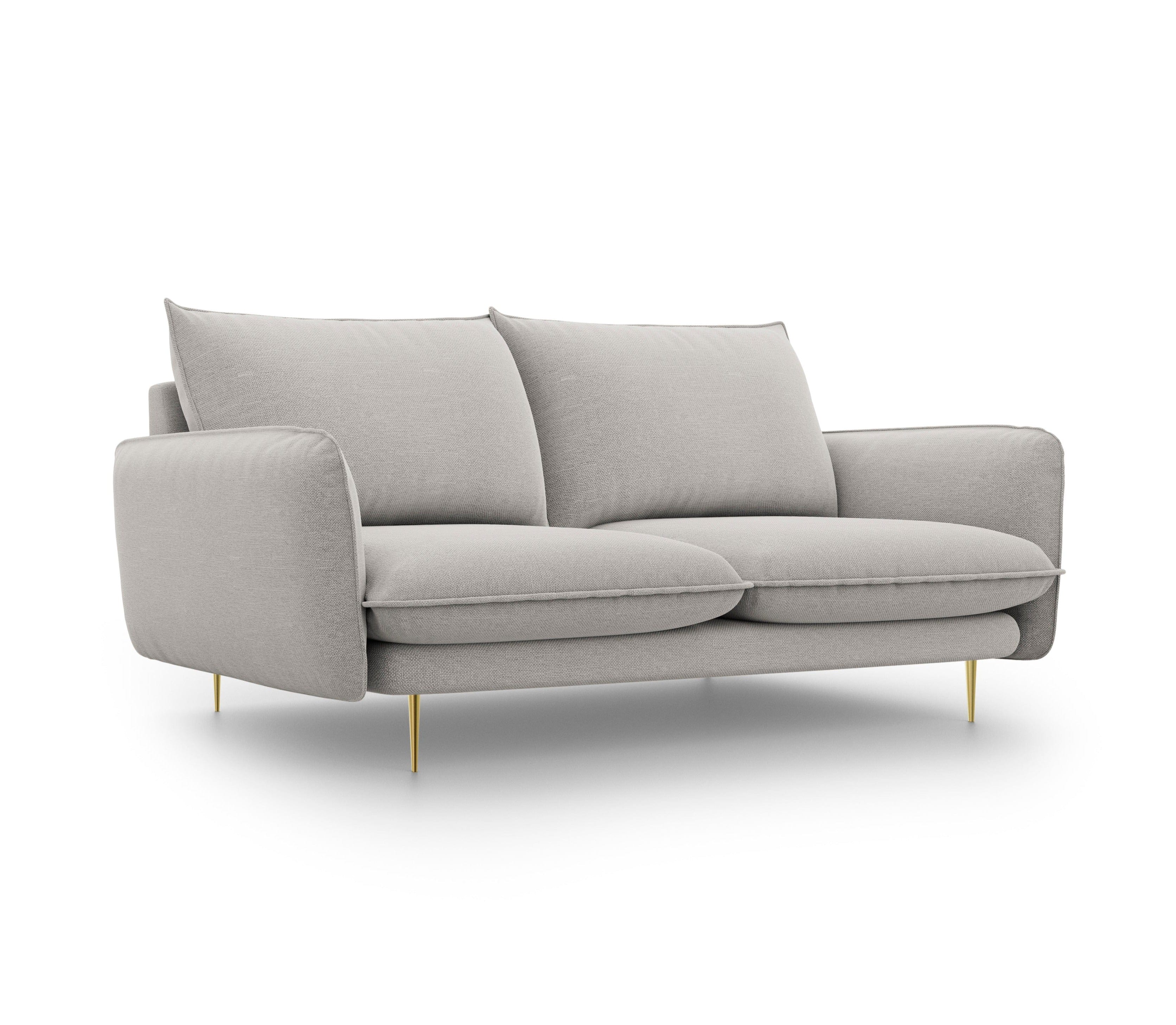2-seater sofa VIENNA light grey with gold base