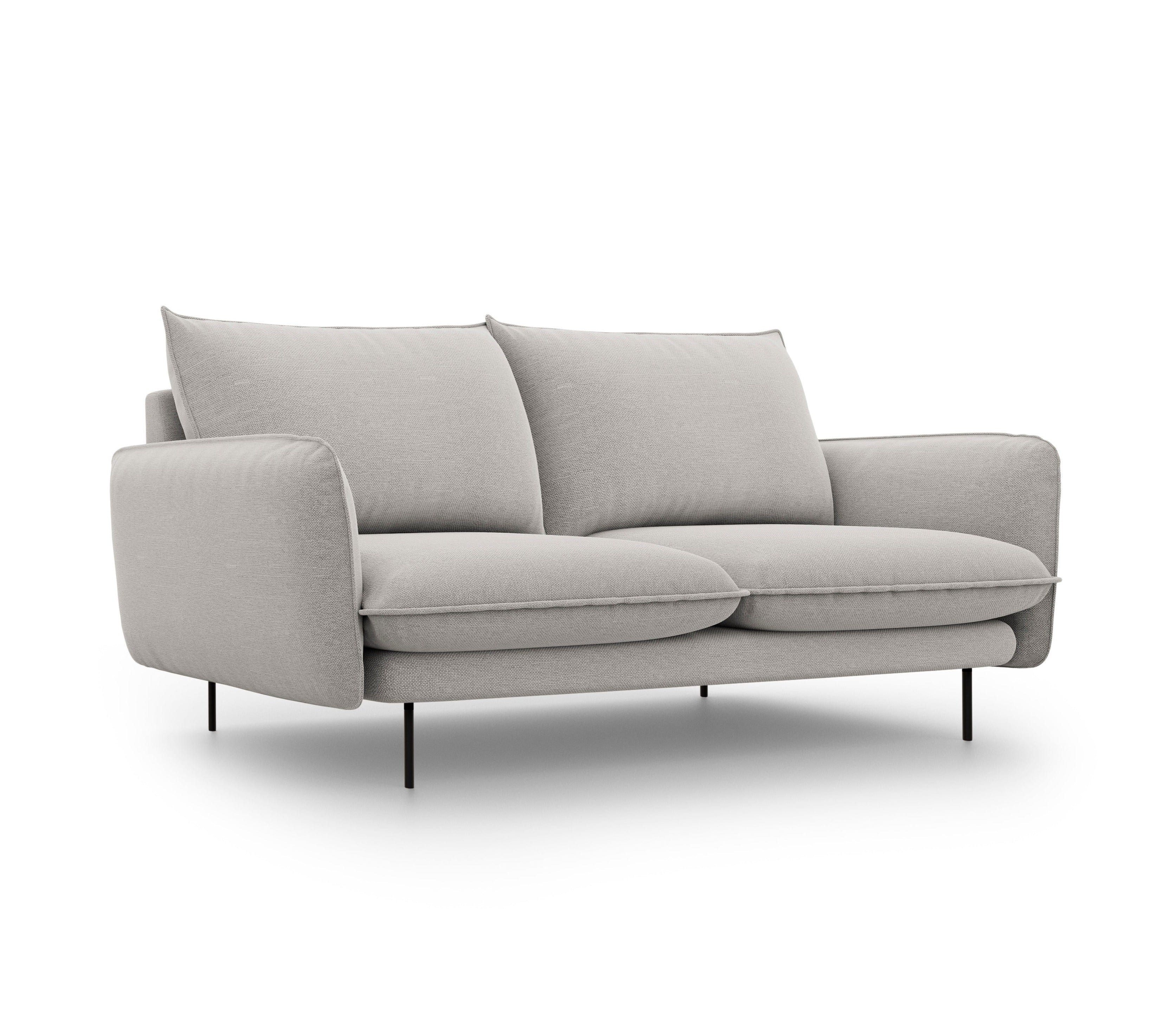 2-seater sofa VIENNA light grey with black base