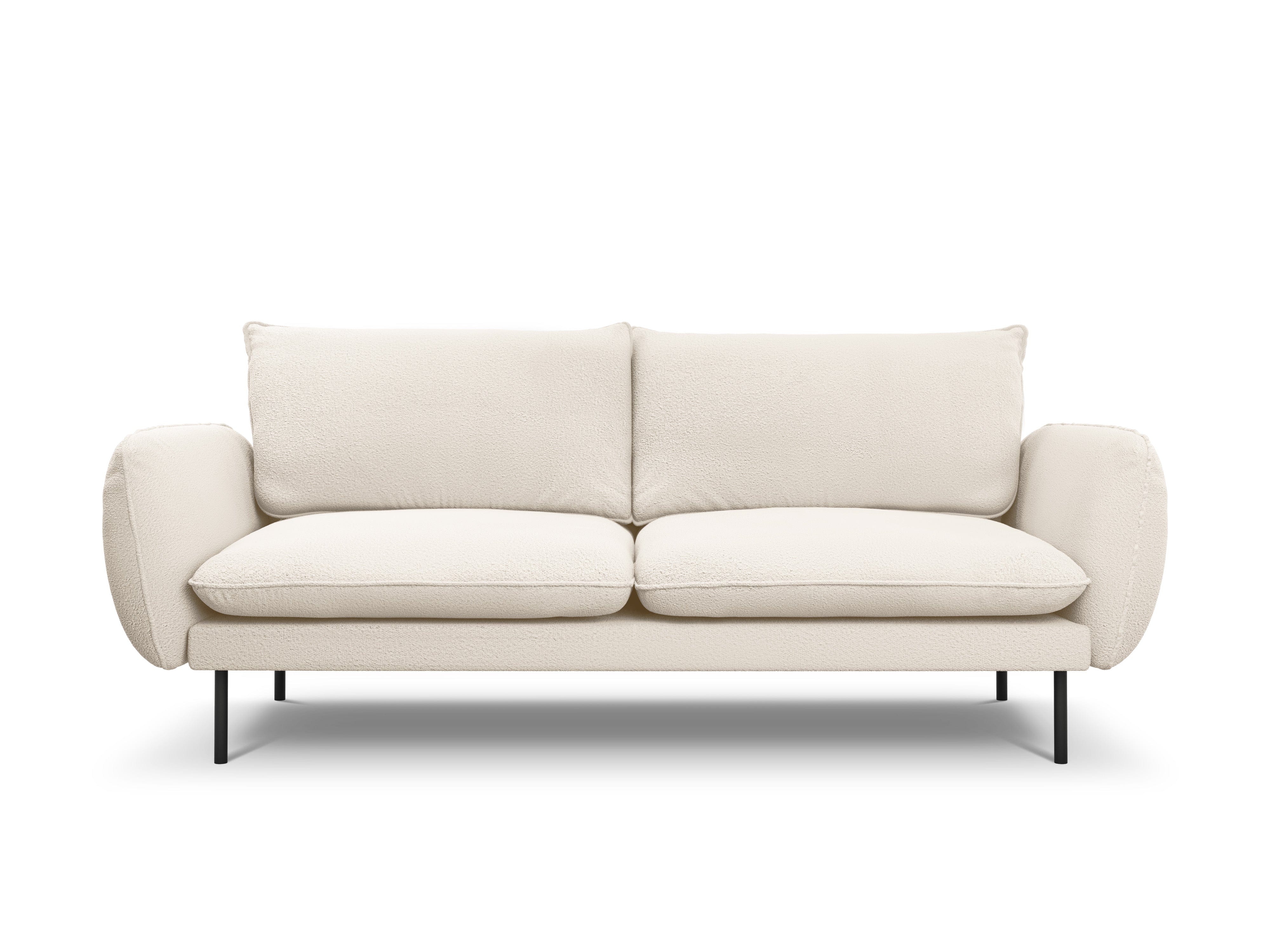 Sofa in boucle fabric 3-seater VIENNA beige with black base