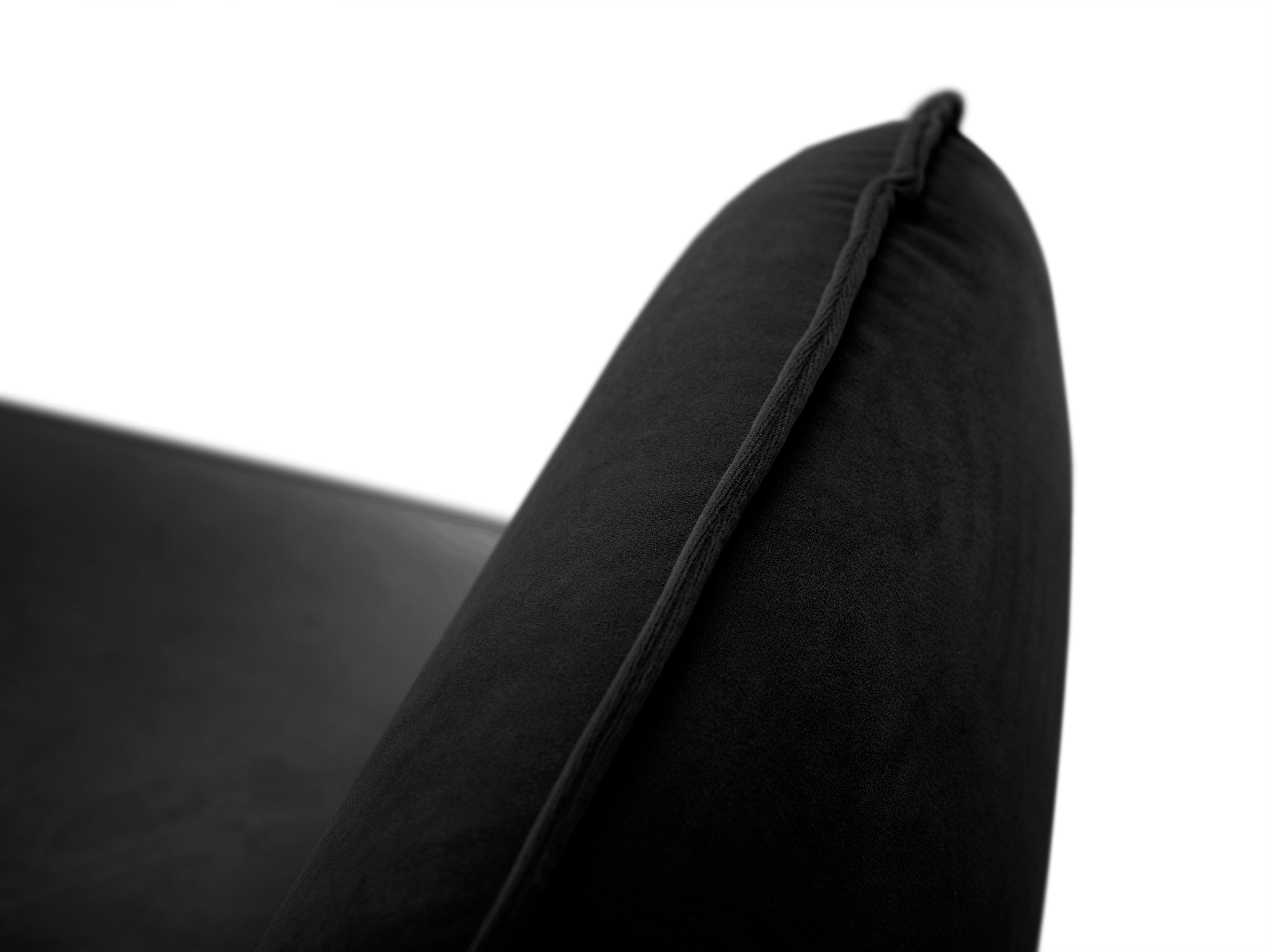 Samt-4-Sitzer-Sofa VIENNA schwarz mit schwarzem Untergestell