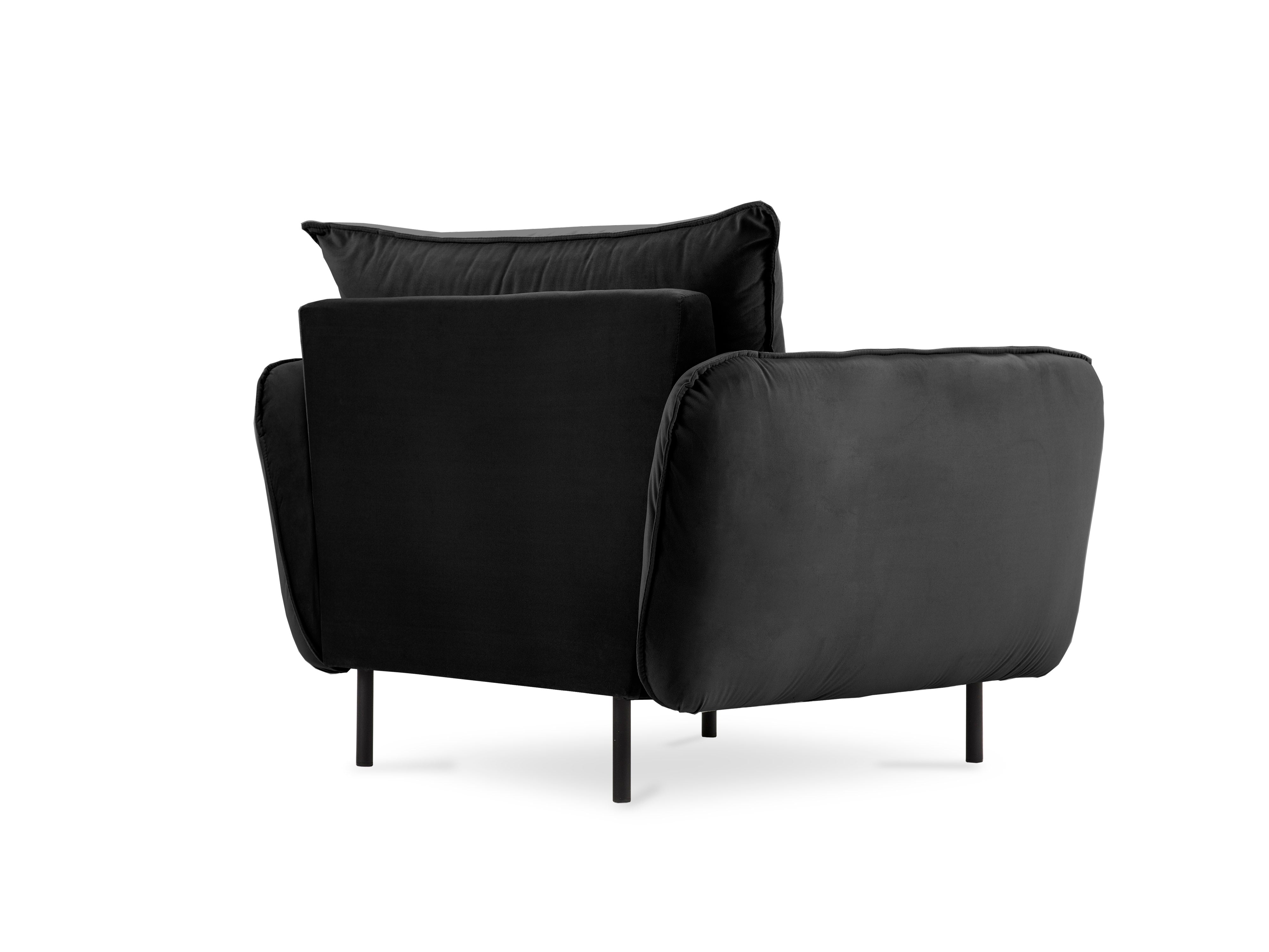 Velvet armchair VIENNA black with black base
