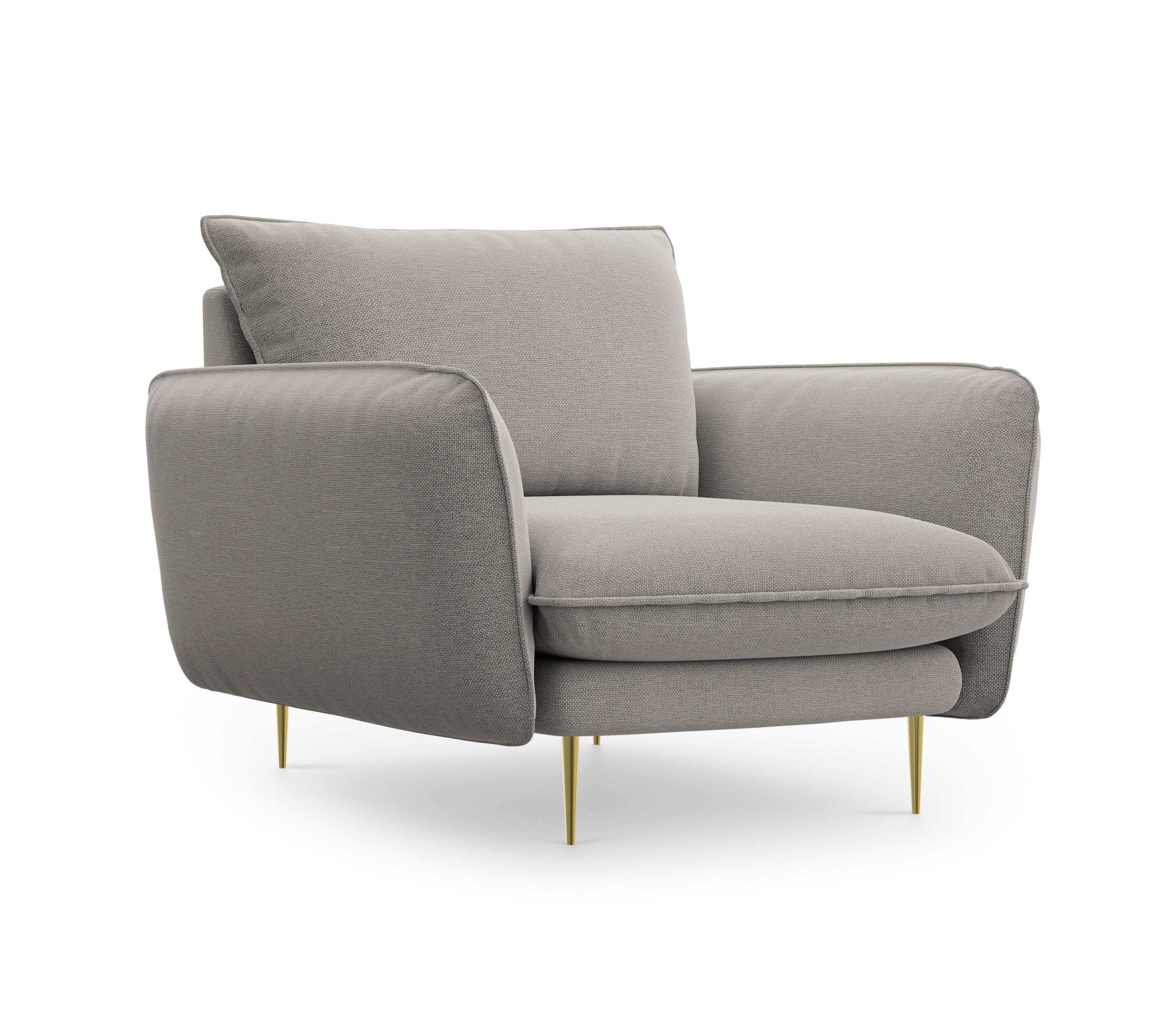 VIENNA armchair light grey with gold base