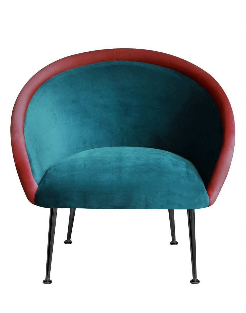 PLUM 3 turquoise armchair with coral roller