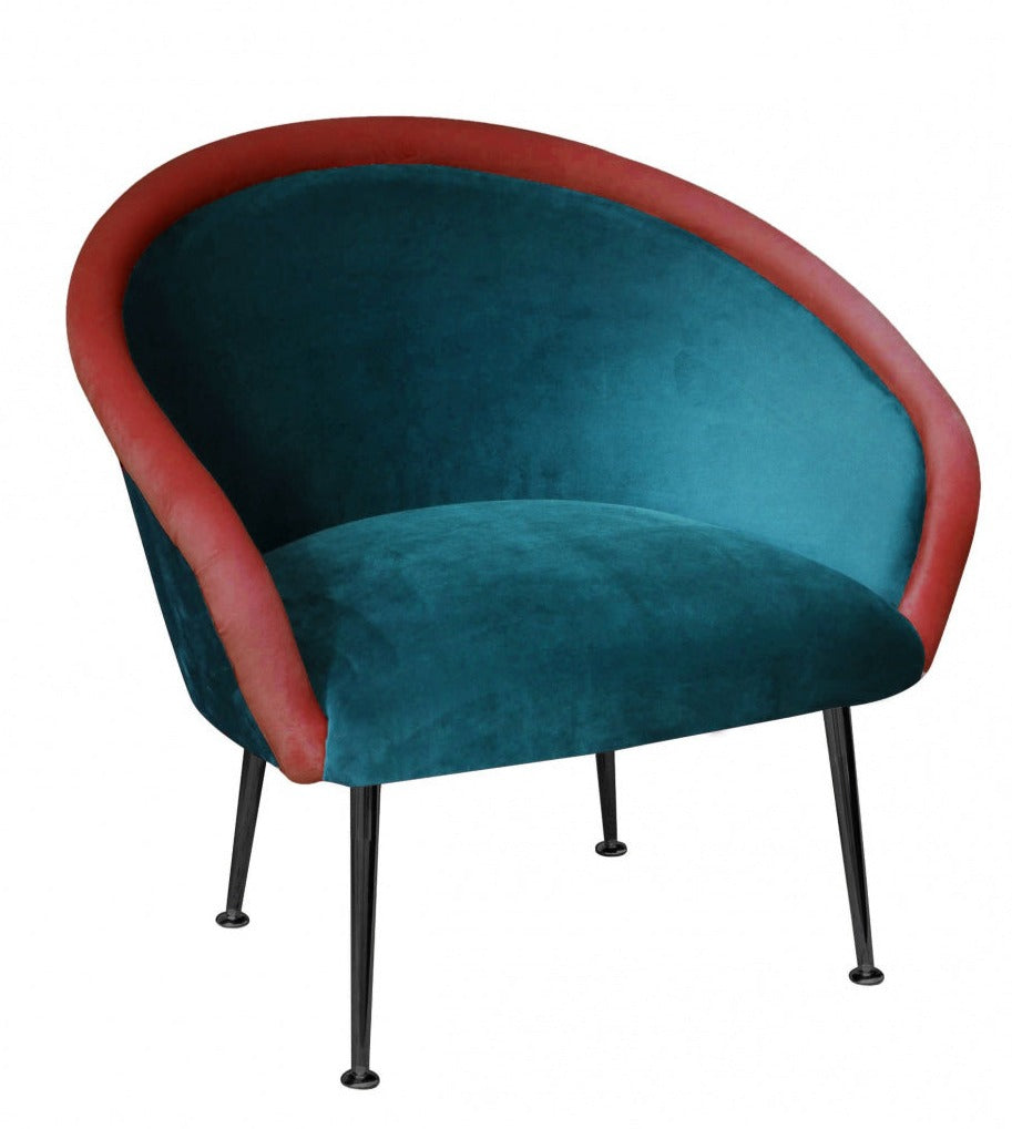 PLUM 3 turquoise armchair with coral roller